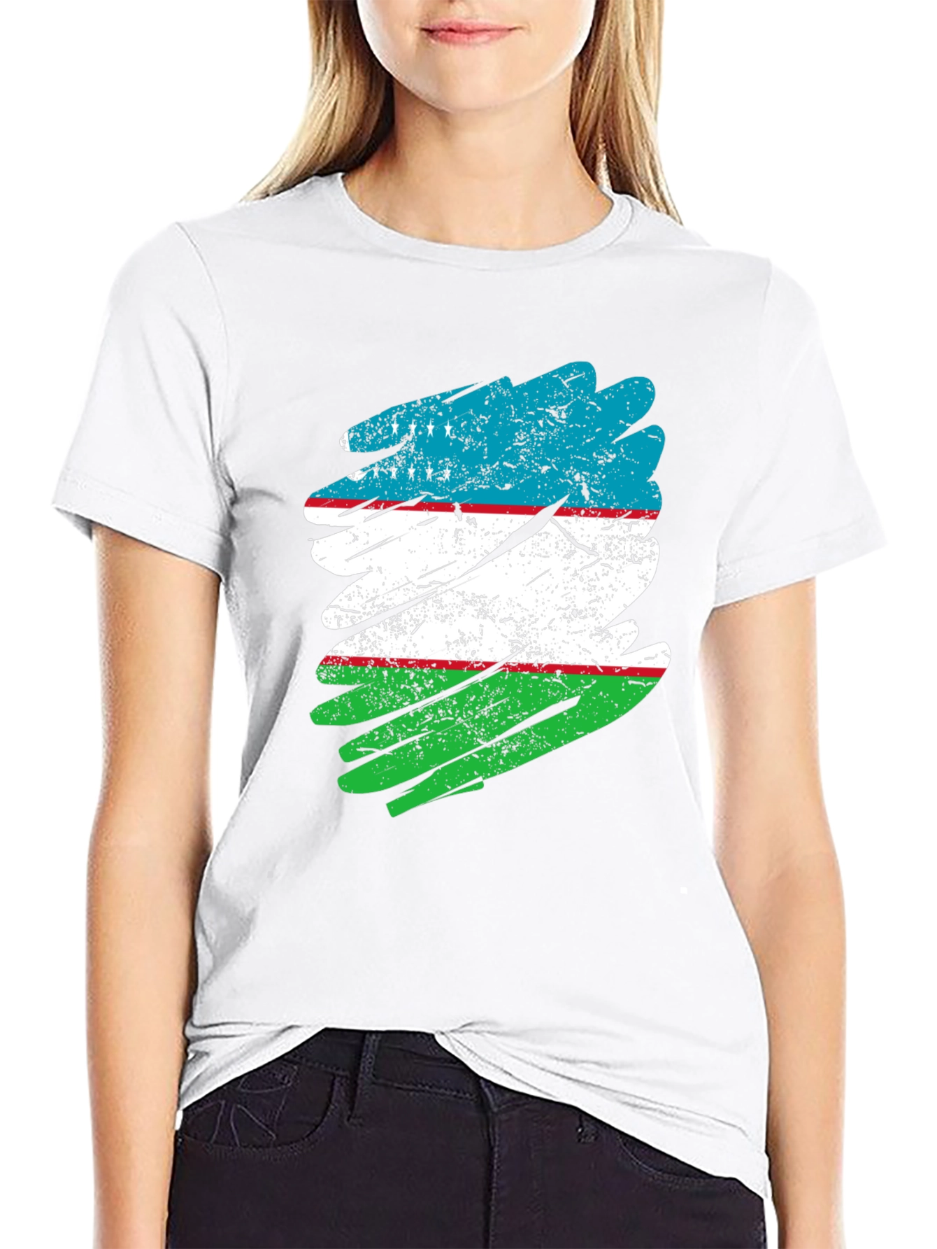 Uzbekistan Flag Distressed T-Shirt - Patriotic Pride