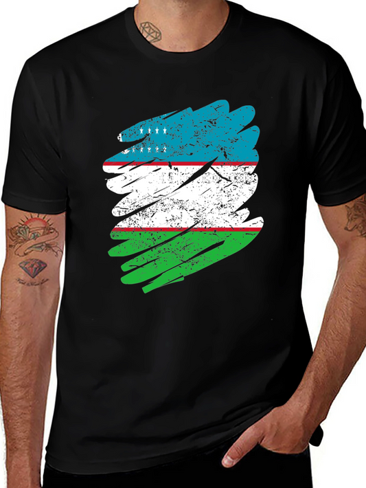 Uzbekistan Flag Distressed T-Shirt - Patriotic Pride
