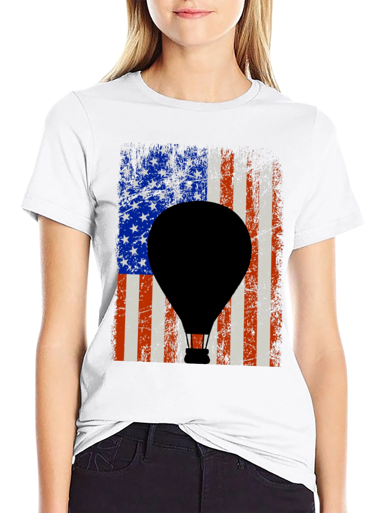 American Flag Hot Air Balloon Graphic Tee