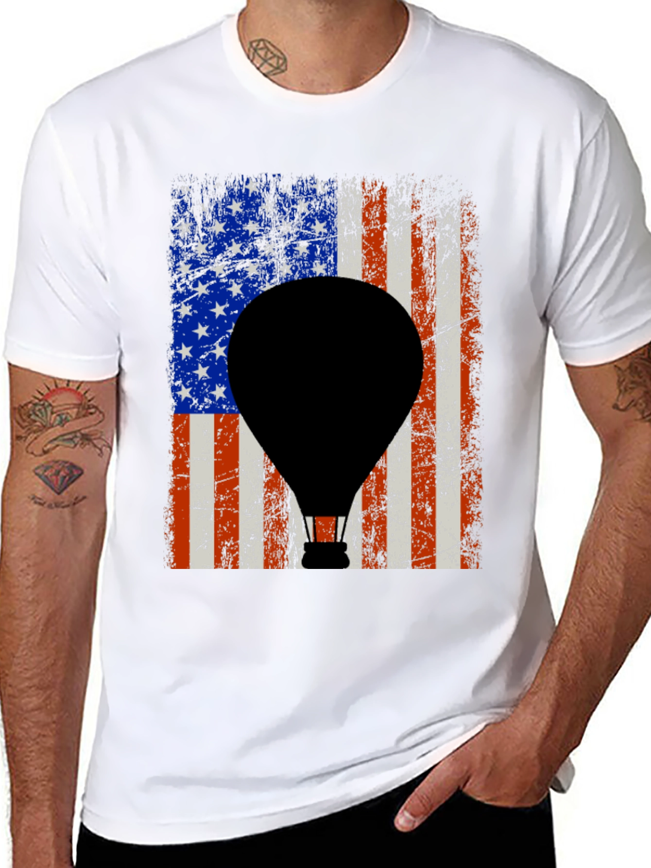 American Flag Hot Air Balloon Graphic Tee