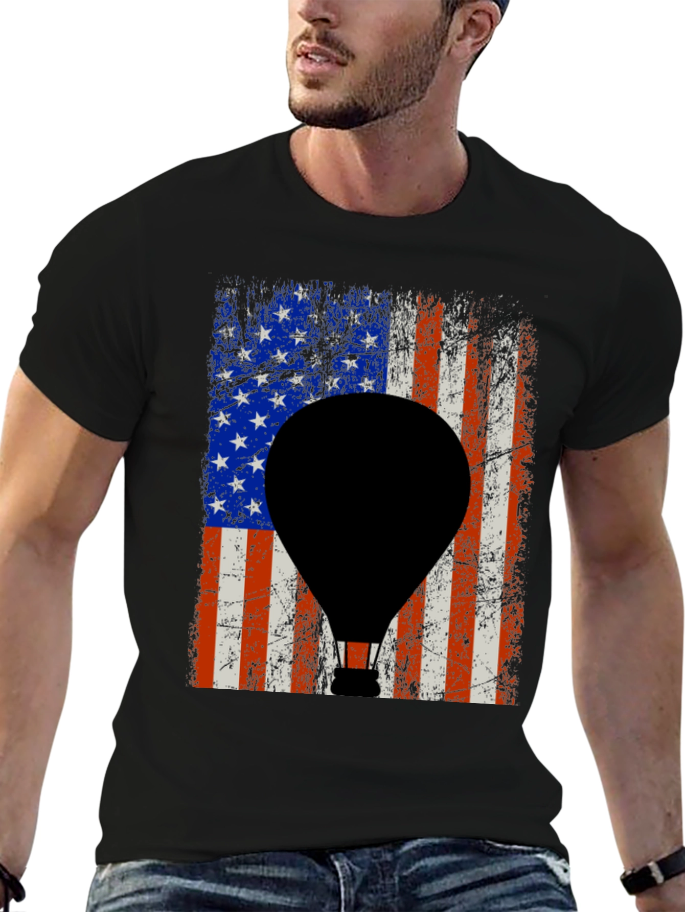 American Flag Hot Air Balloon Graphic Tee