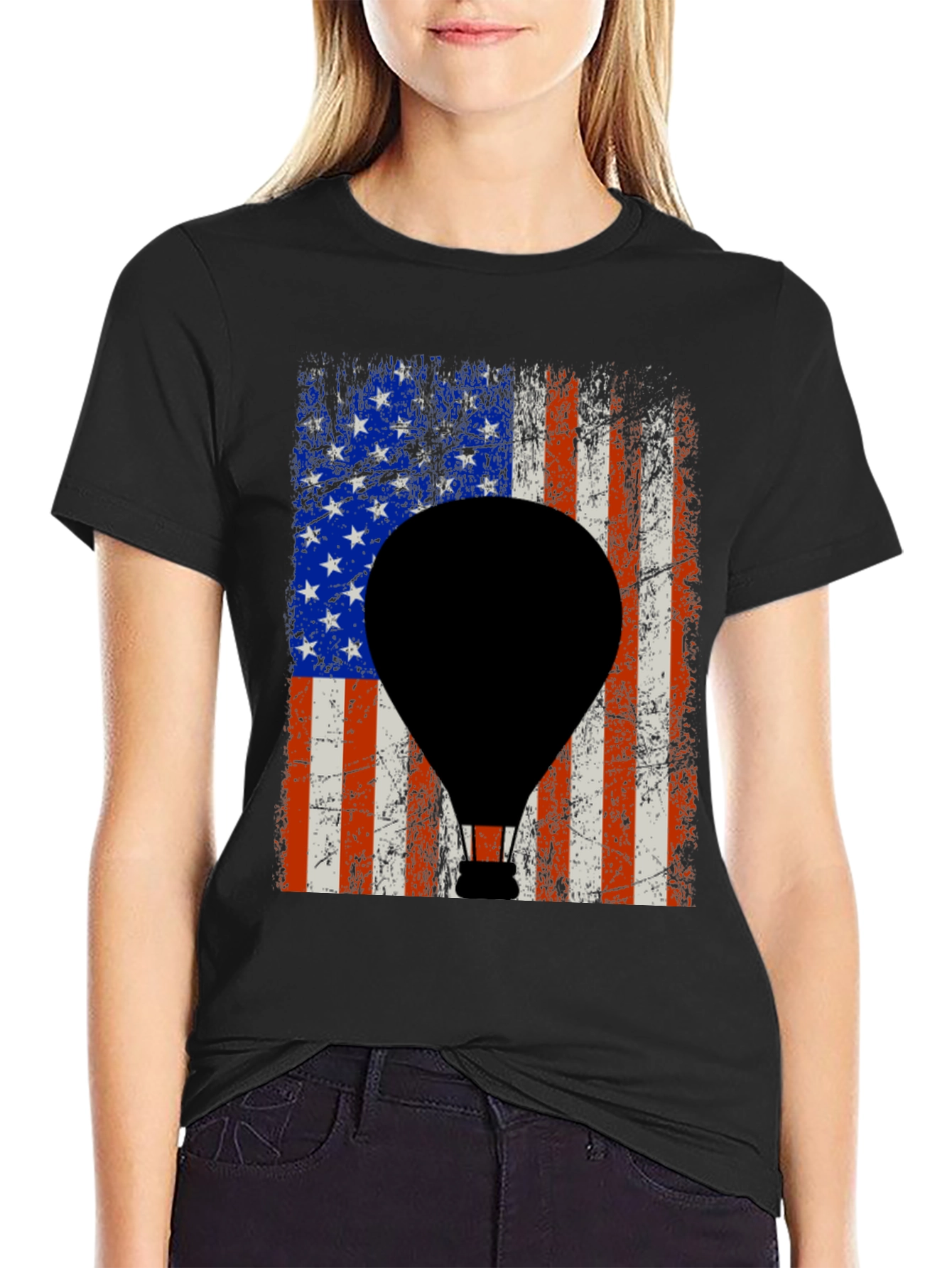 American Flag Hot Air Balloon Graphic Tee