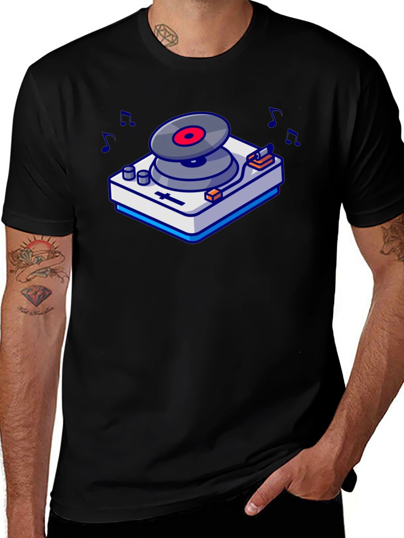 Retro Turntable Graphic T-Shirt - Music Lovers Tee