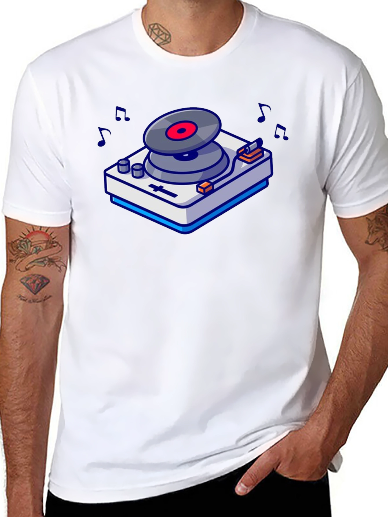 Retro Turntable Graphic T-Shirt - Music Lovers Tee