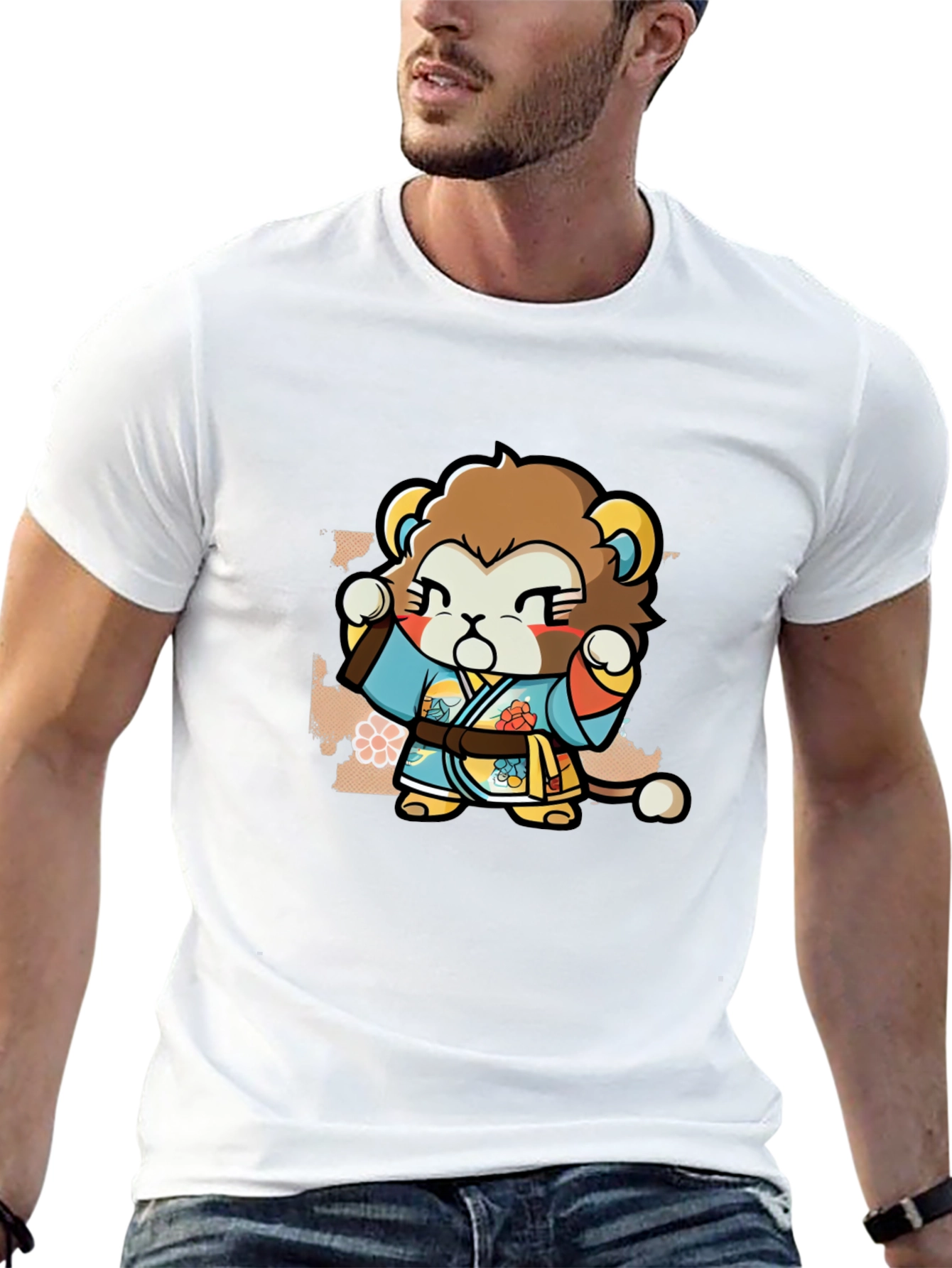 Cute Lion Karate Kid Black T-Shirt