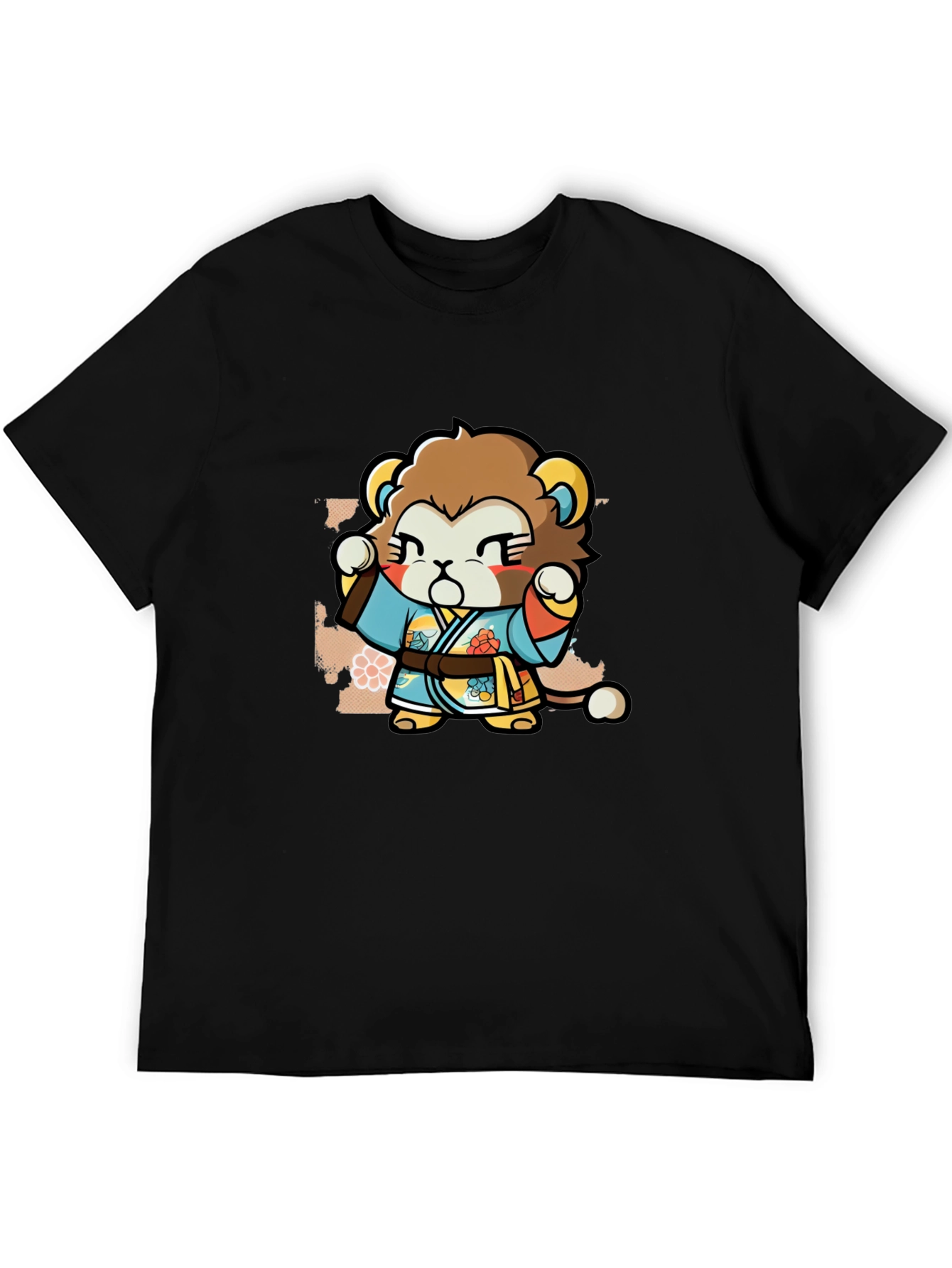 Cute Lion Karate Kid Black T-Shirt