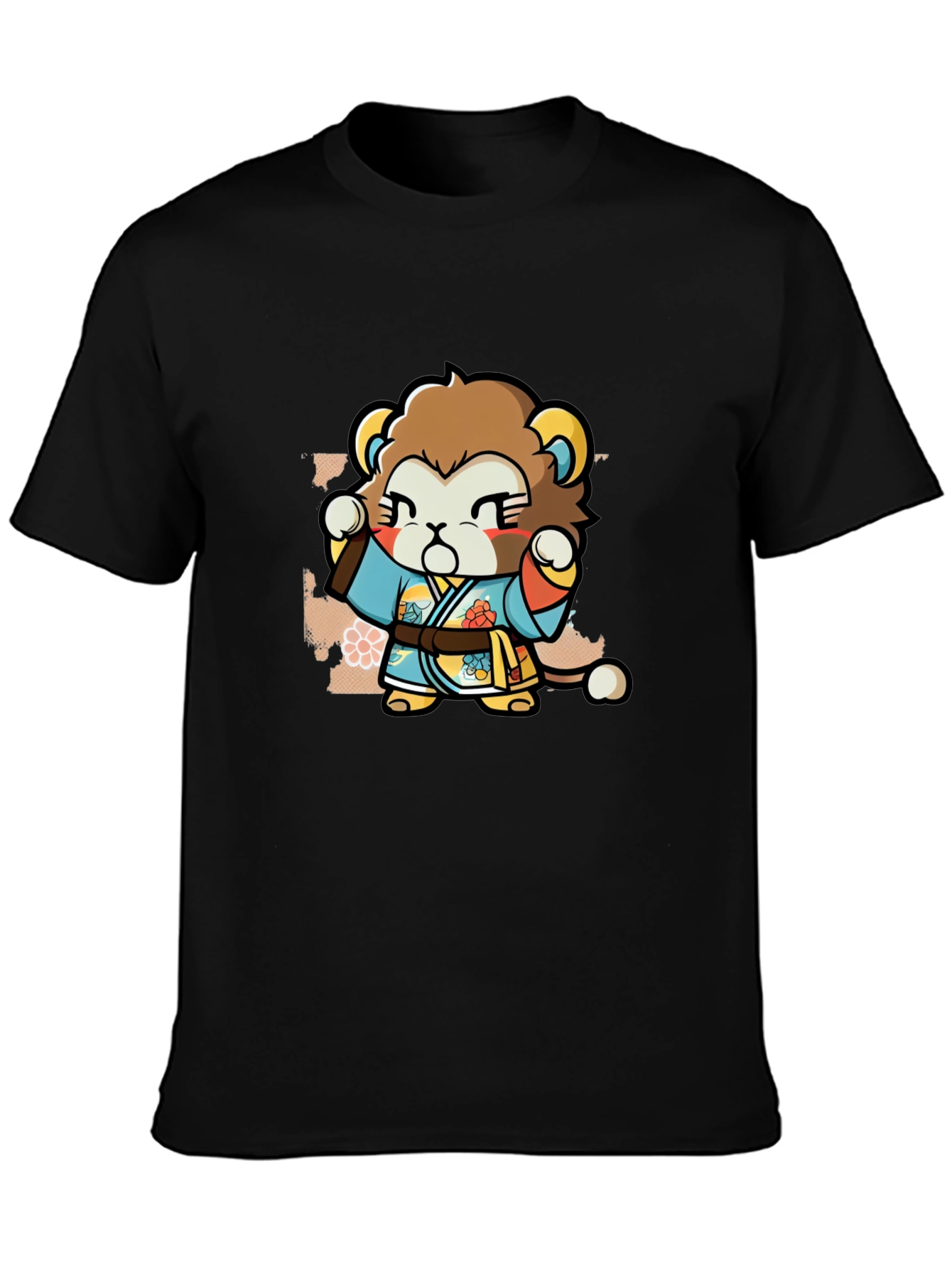 Cute Lion Karate Kid Black T-Shirt