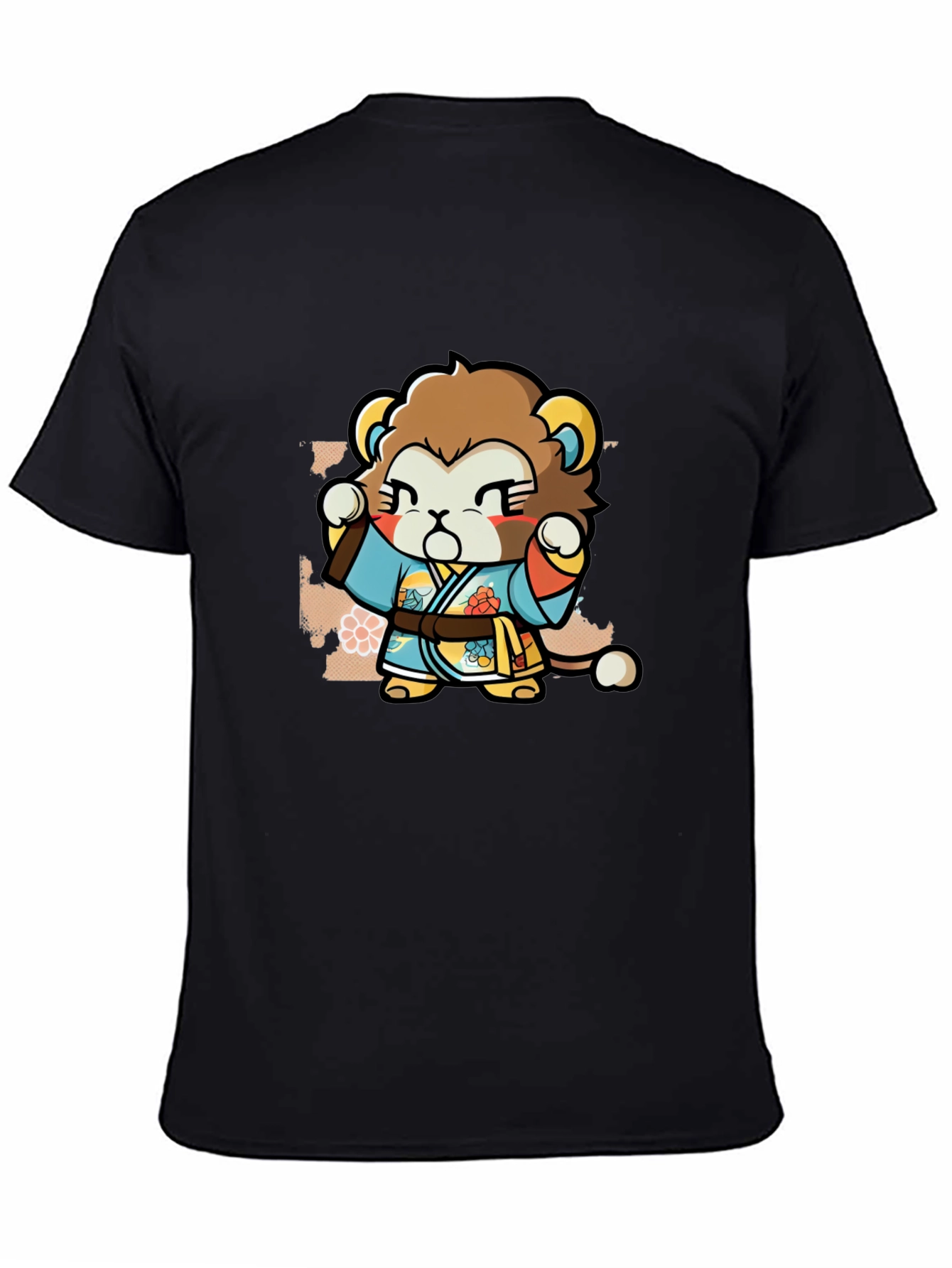 Cute Lion Karate Kid Black T-Shirt