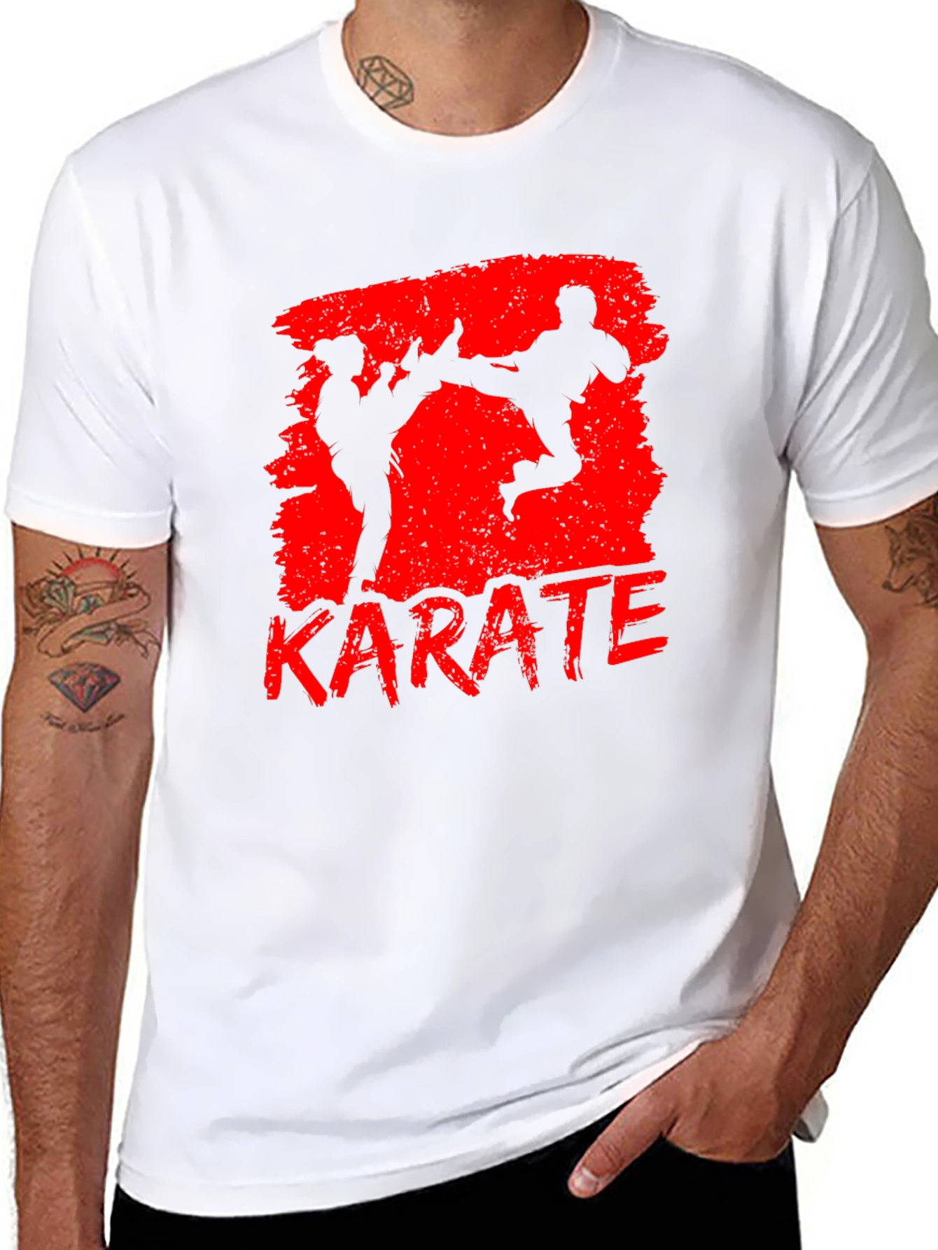 Karate Graphic Print Black T-Shirt