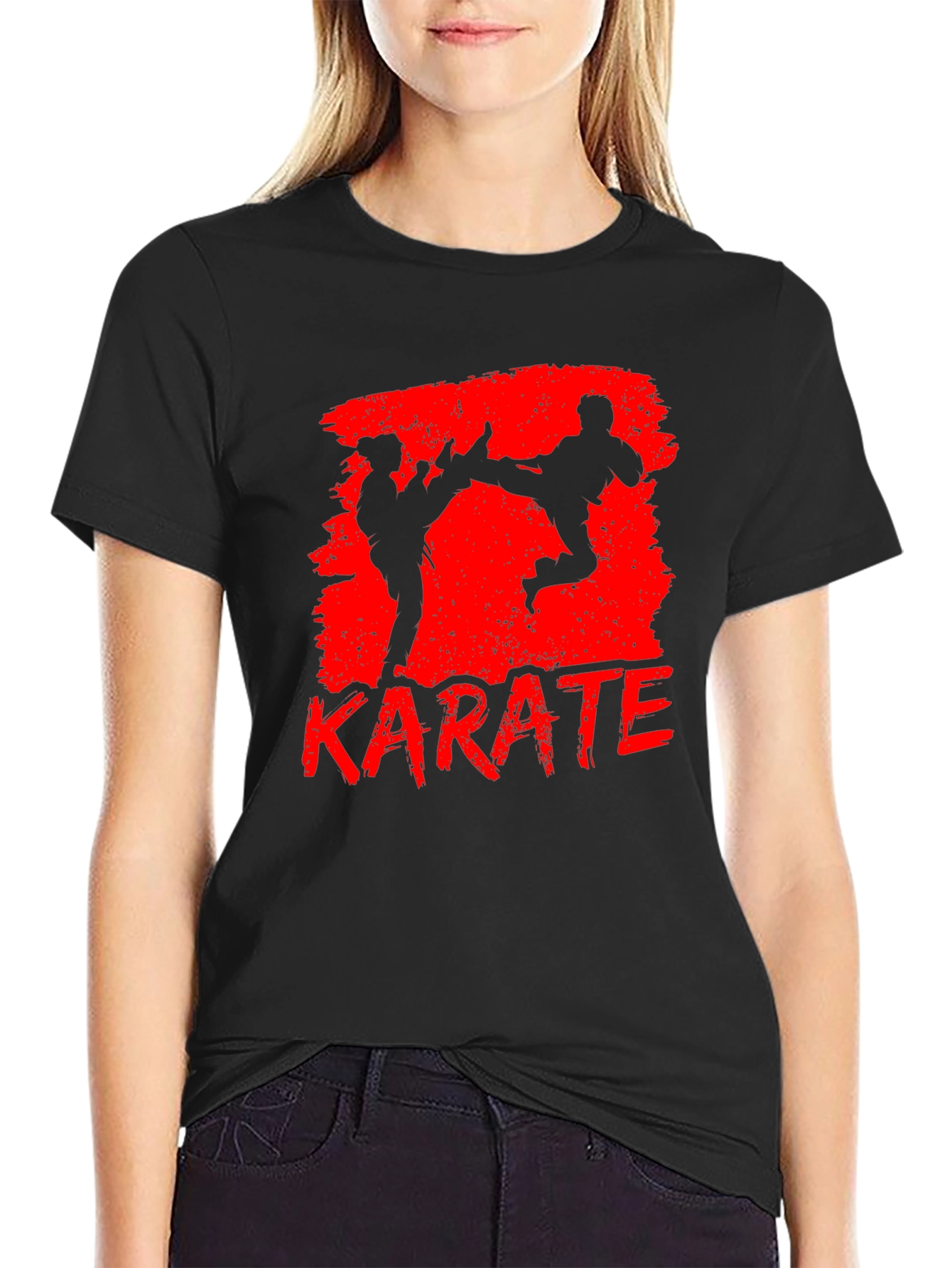 Karate Graphic Print Black T-Shirt