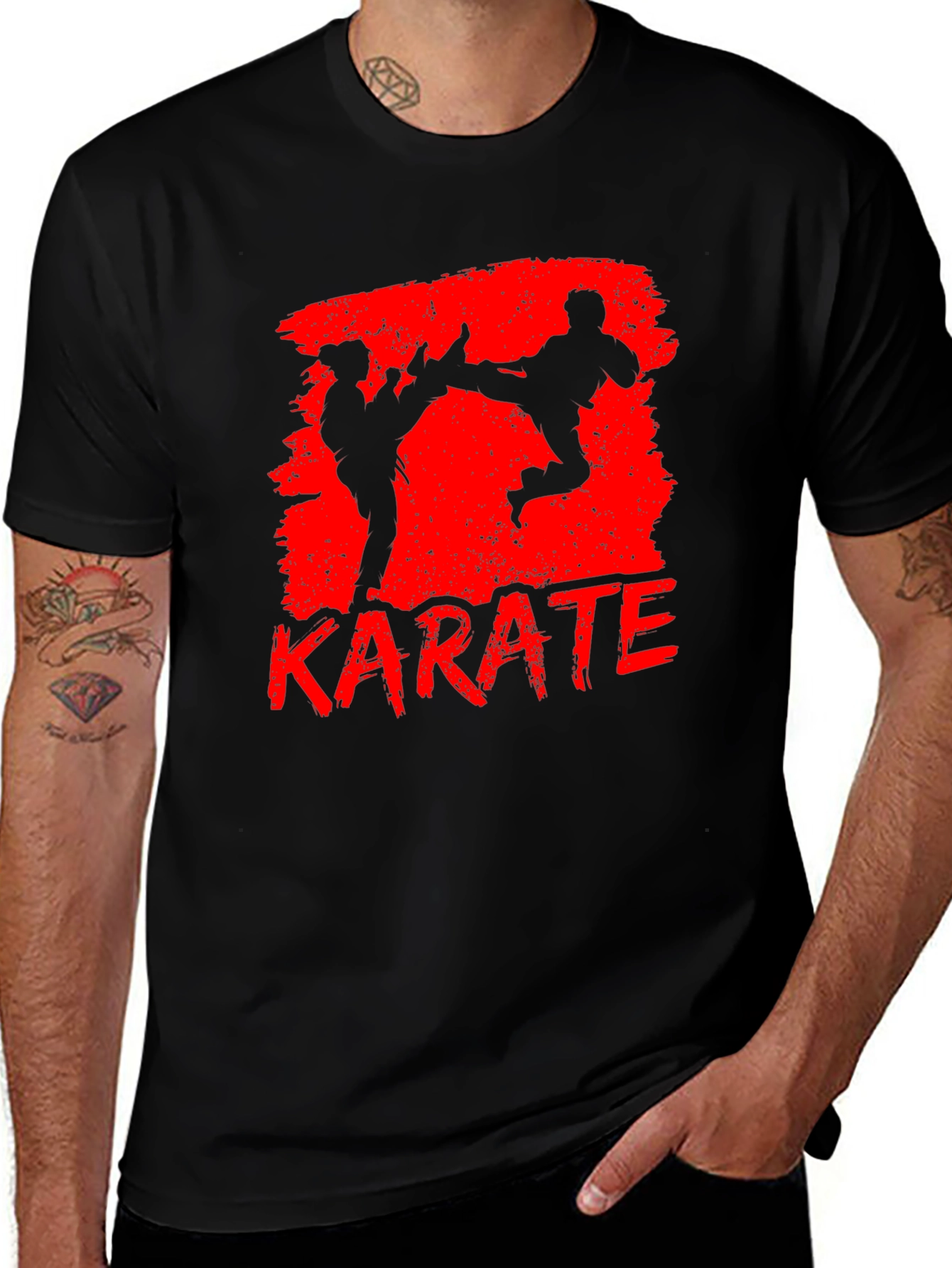 Karate Graphic Print Black T-Shirt