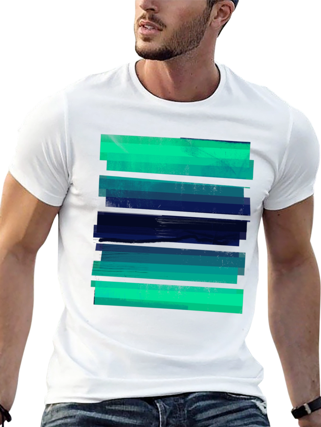 Abstract Striped Graphic Tee - Modern Casual Style