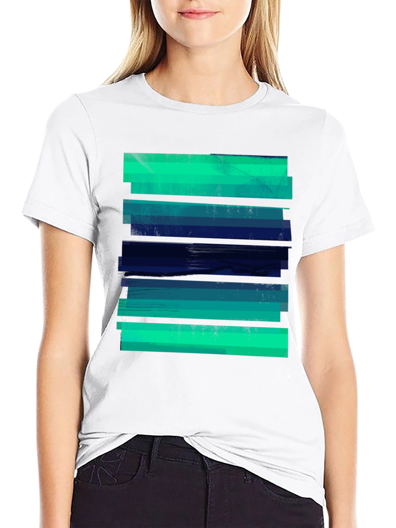 Abstract Striped Graphic Tee - Modern Casual Style