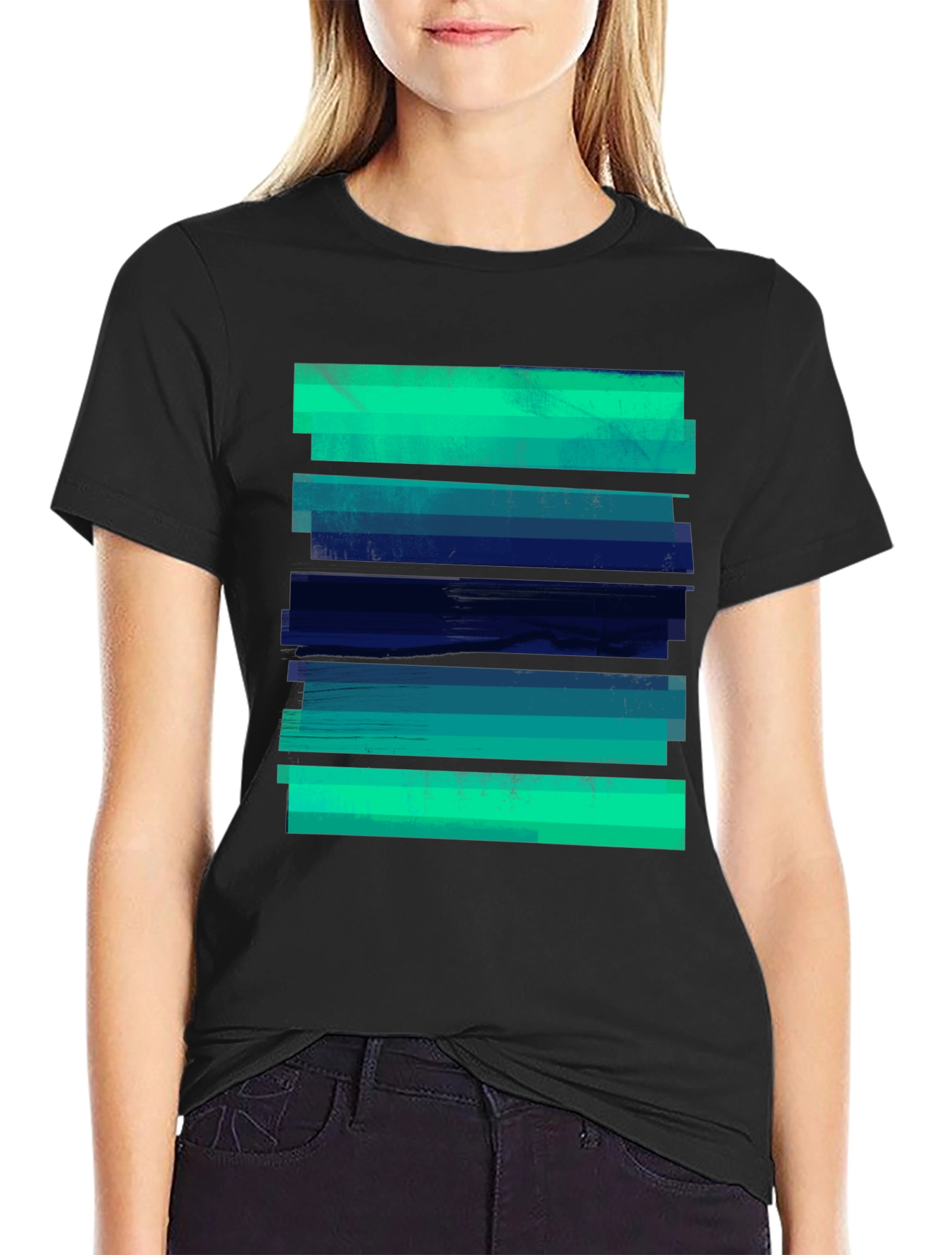 Abstract Striped Graphic Tee - Modern Casual Style