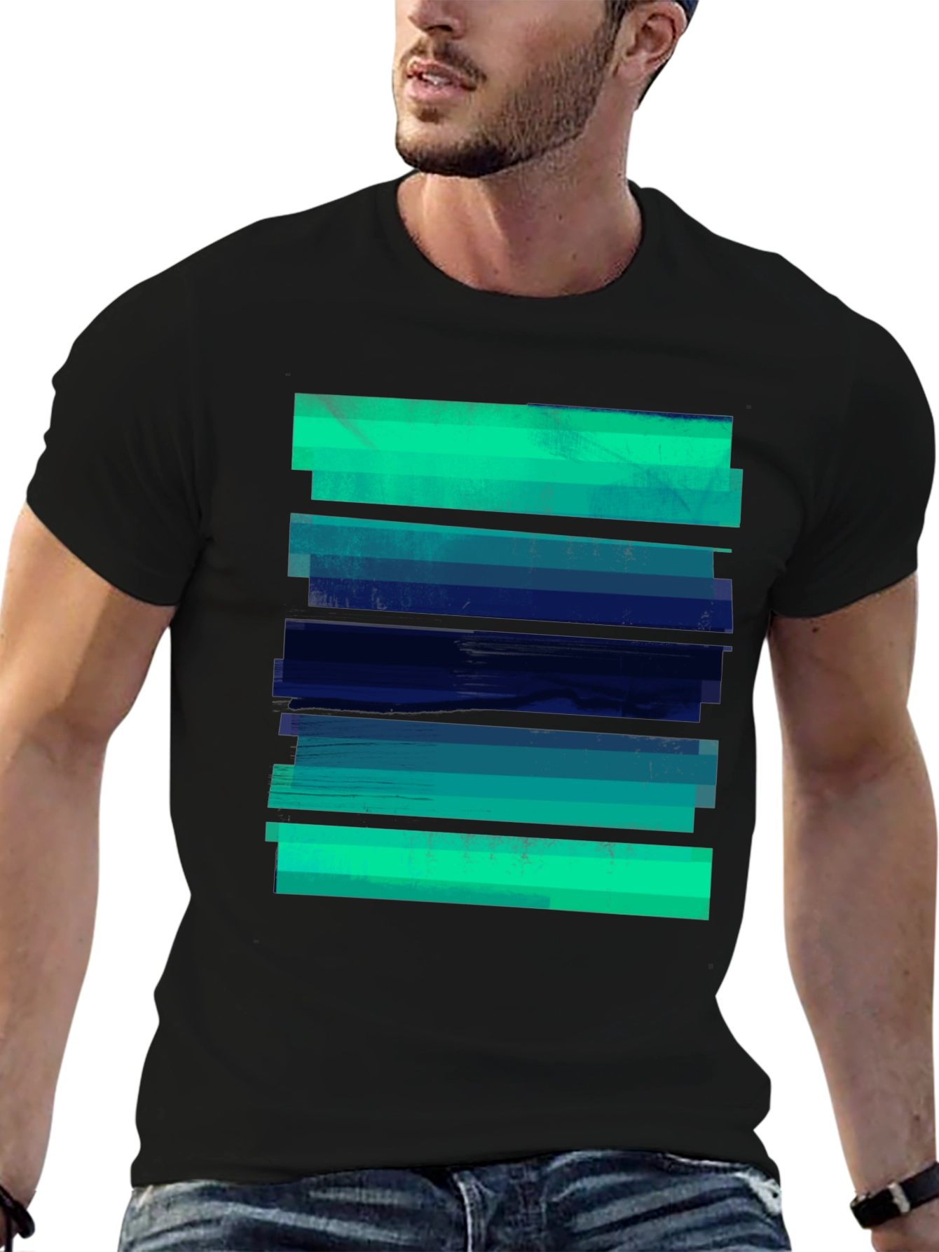 Abstract Striped Graphic Tee - Modern Casual Style