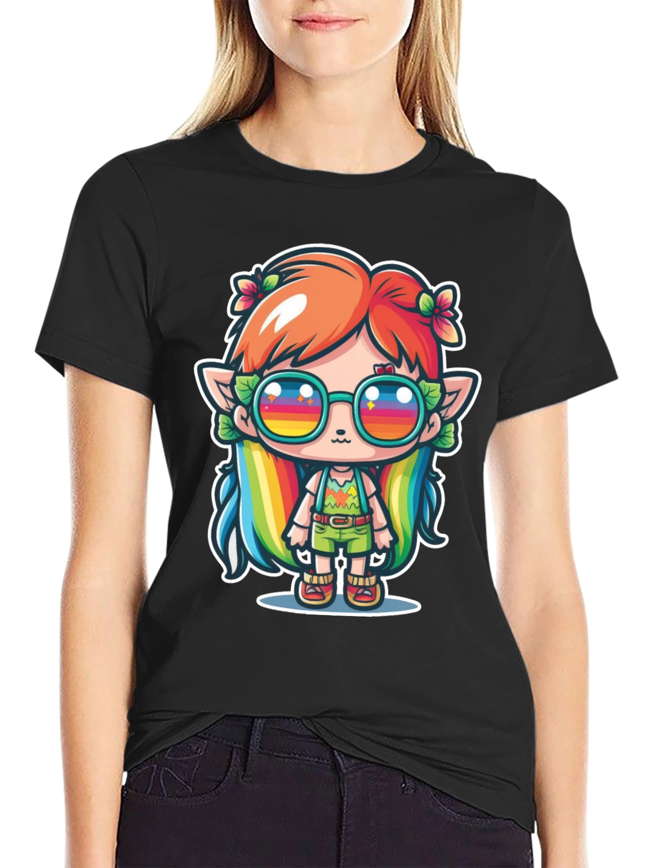 Kawaii Elf T-Shirt - Rainbow Hippie Design