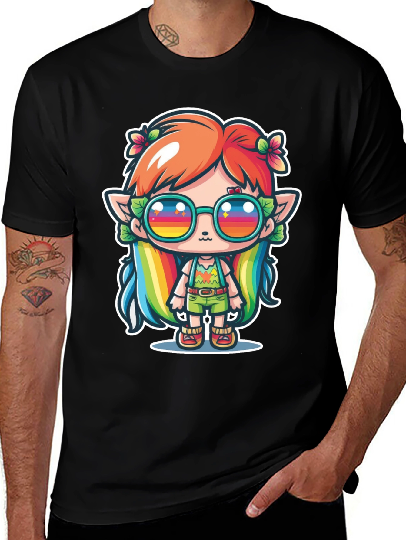 Kawaii Elf T-Shirt - Rainbow Hippie Design