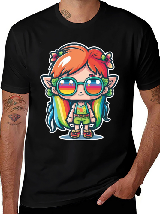Kawaii Elf T-Shirt - Rainbow Hippie Design