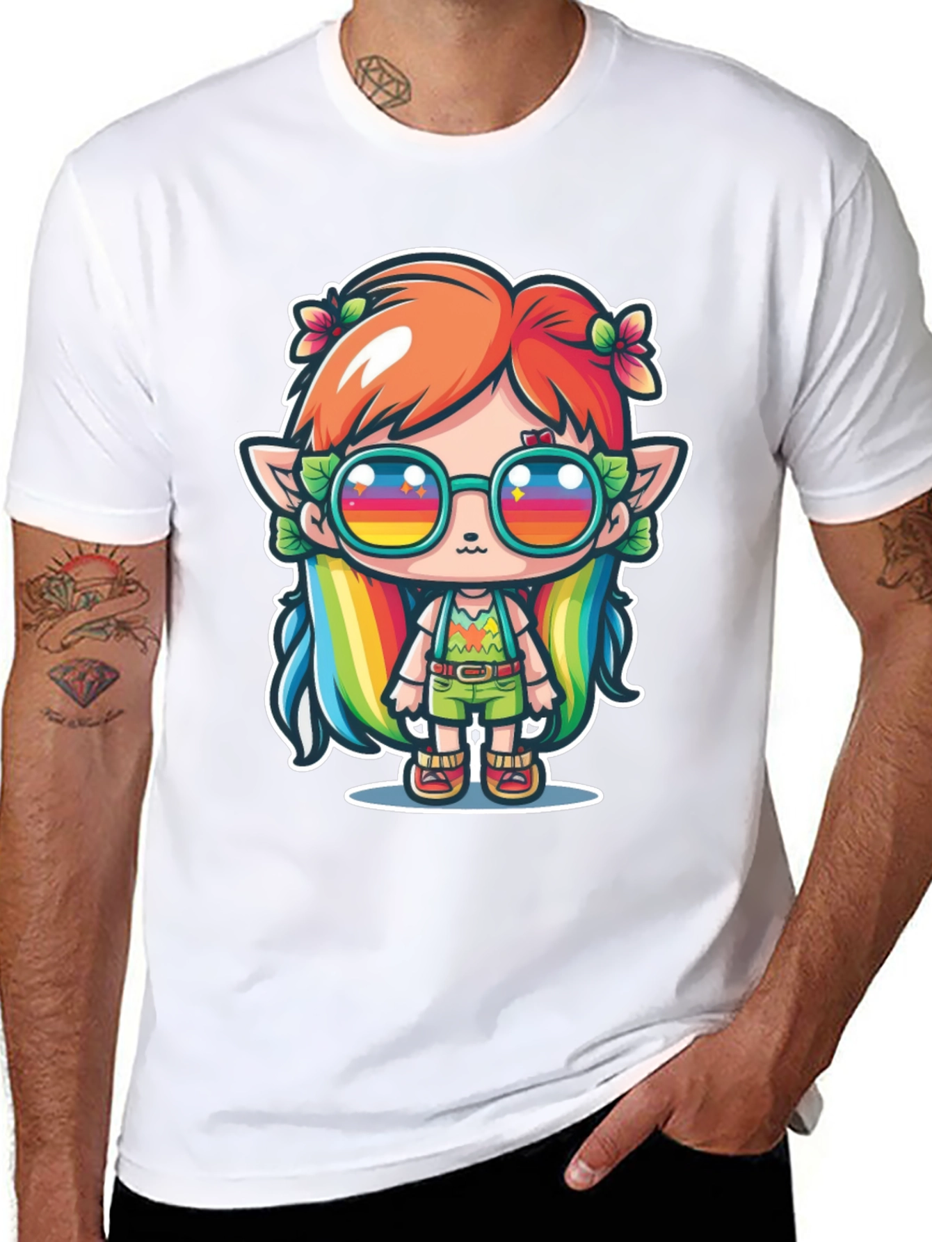 Kawaii Elf T-Shirt - Rainbow Hippie Design