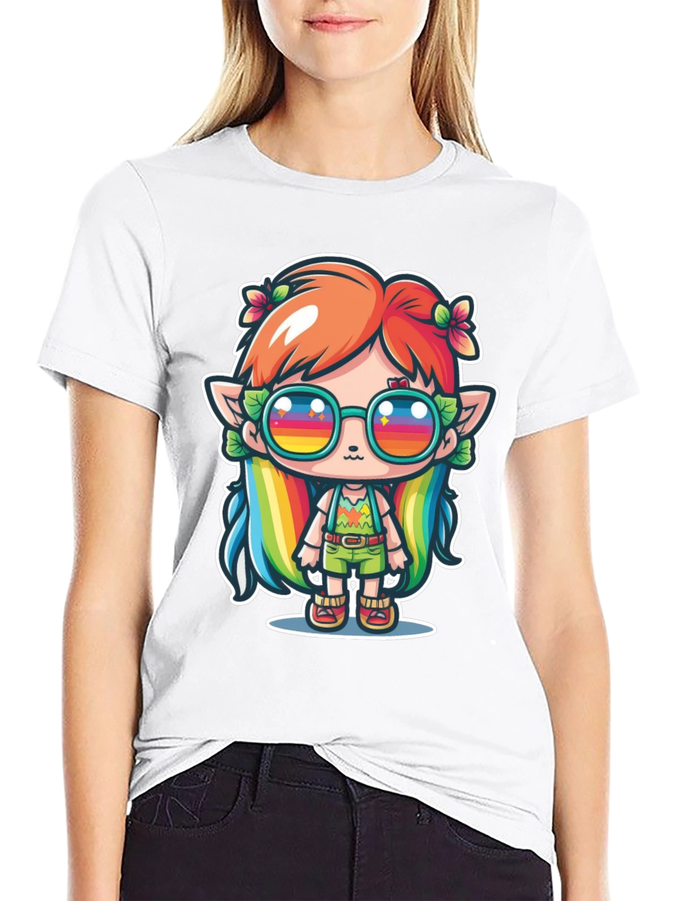 Kawaii Elf T-Shirt - Rainbow Hippie Design
