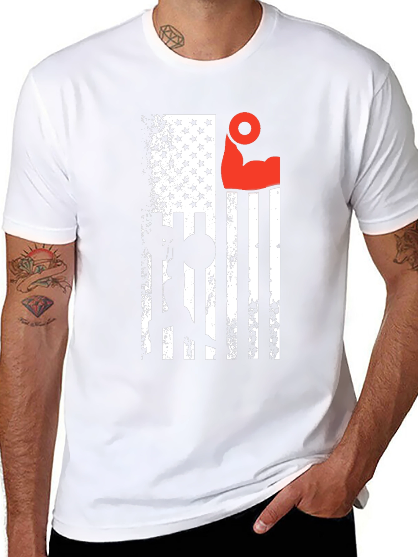 Patriotic Lifting T-Shirt - USA Flag Gym Design