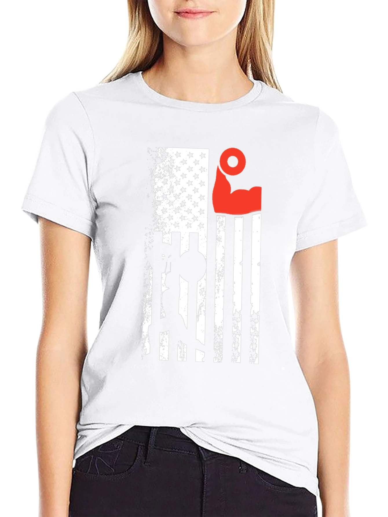 Patriotic Lifting T-Shirt - USA Flag Gym Design