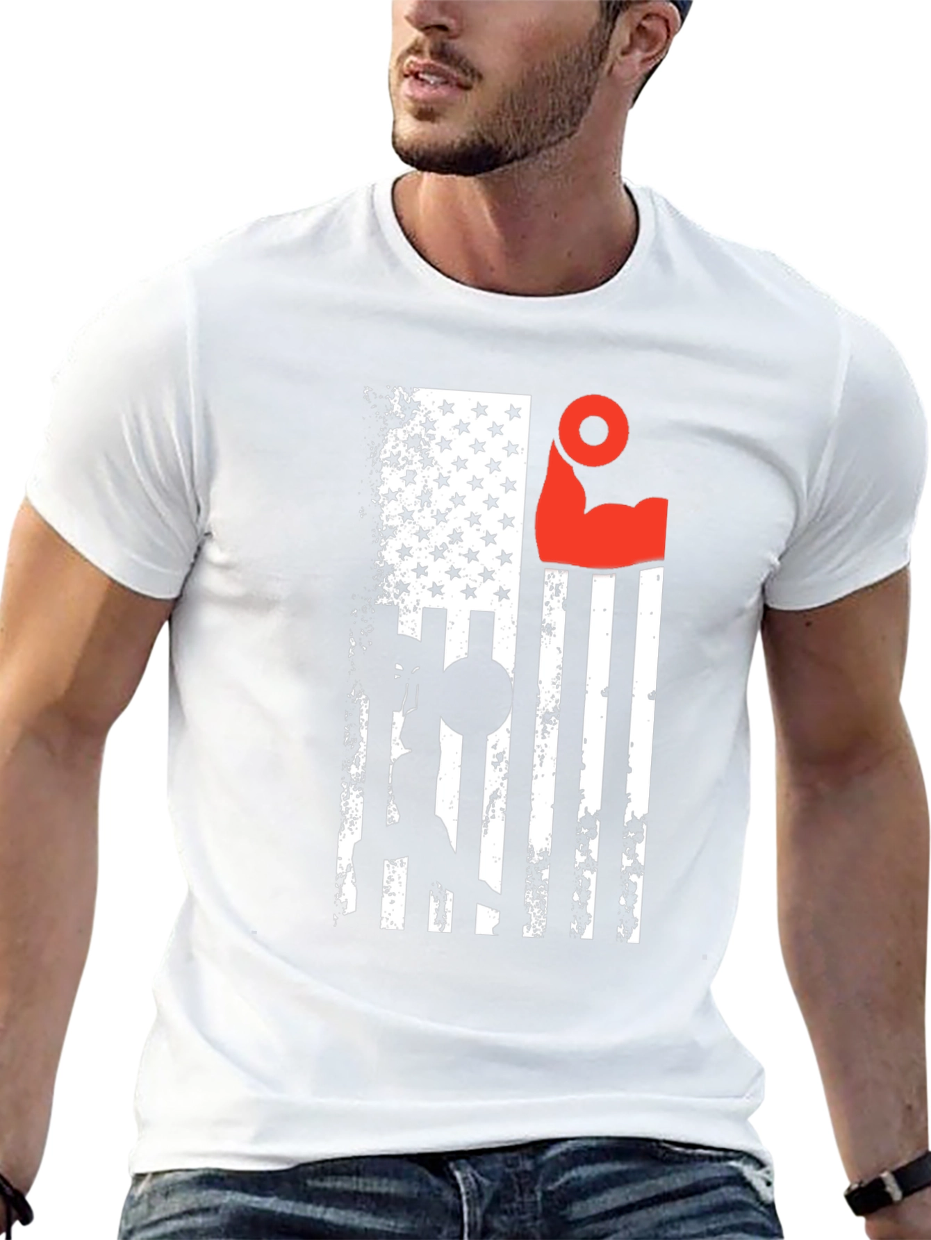 Patriotic Lifting T-Shirt - USA Flag Gym Design