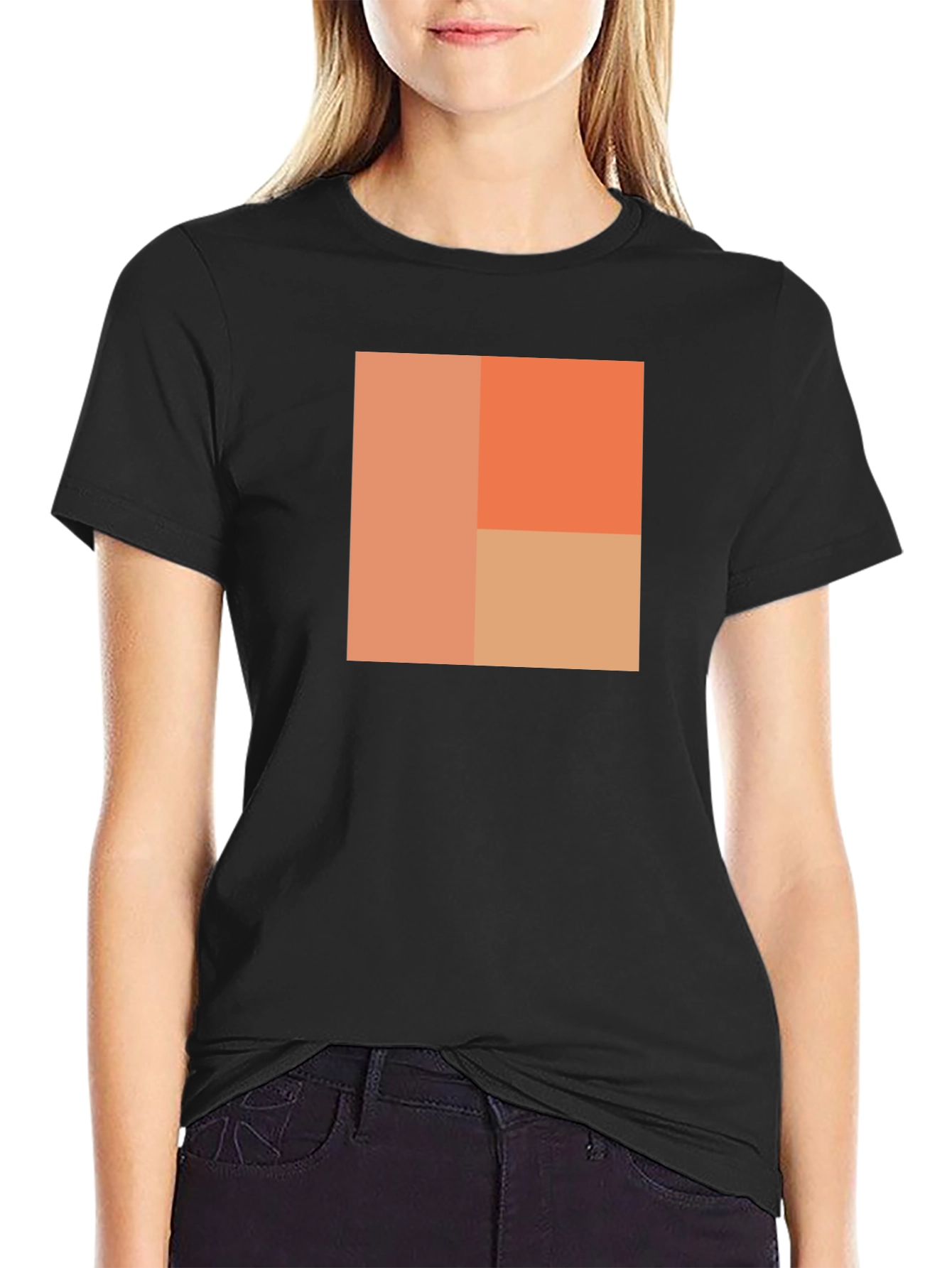 Abstract Block Design Black T-Shirt