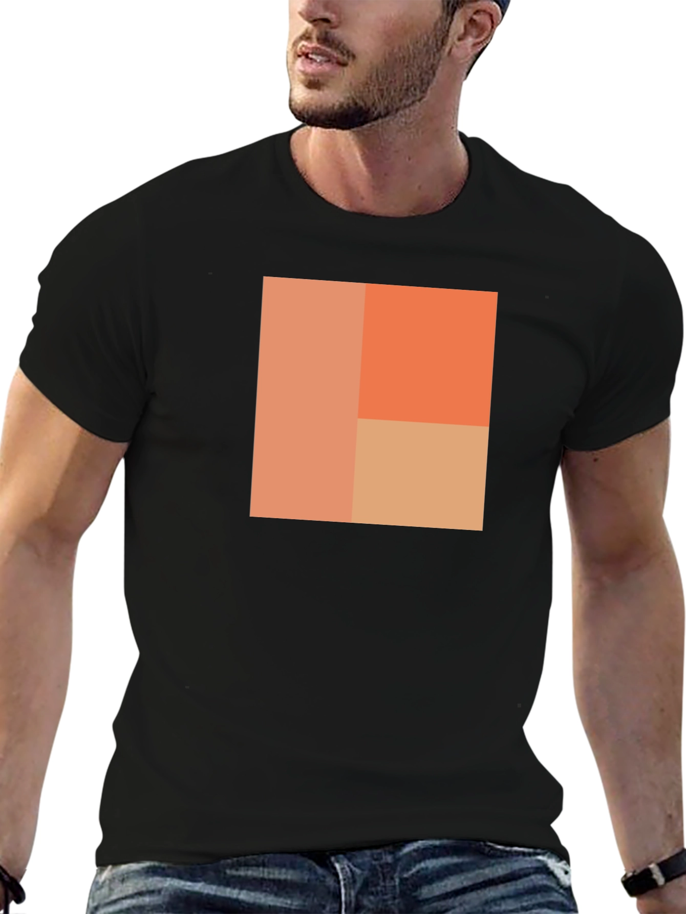 Abstract Block Design Black T-Shirt
