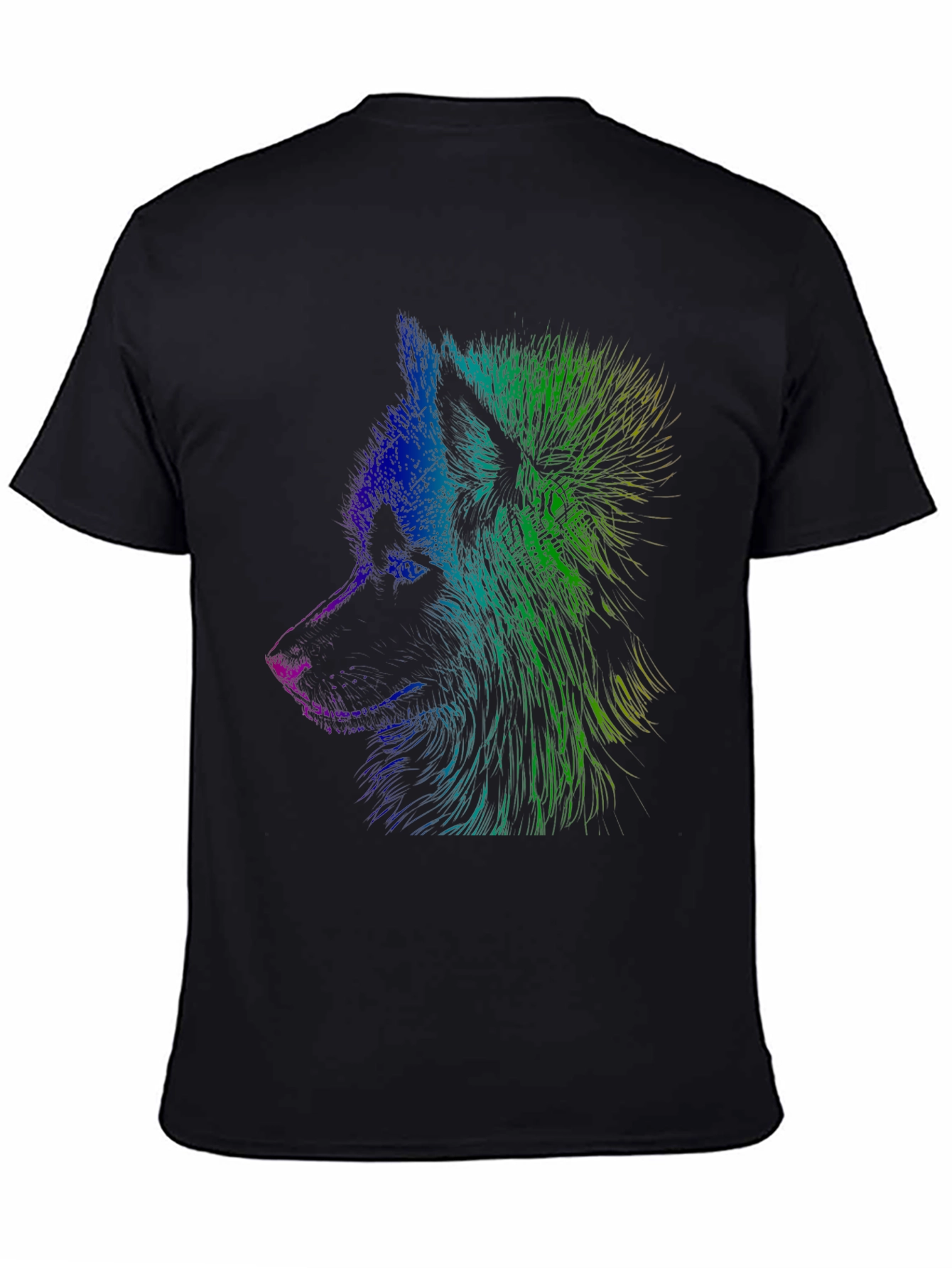 Vibrant Wolf Graphic Tee - Unisex Black T-Shirt