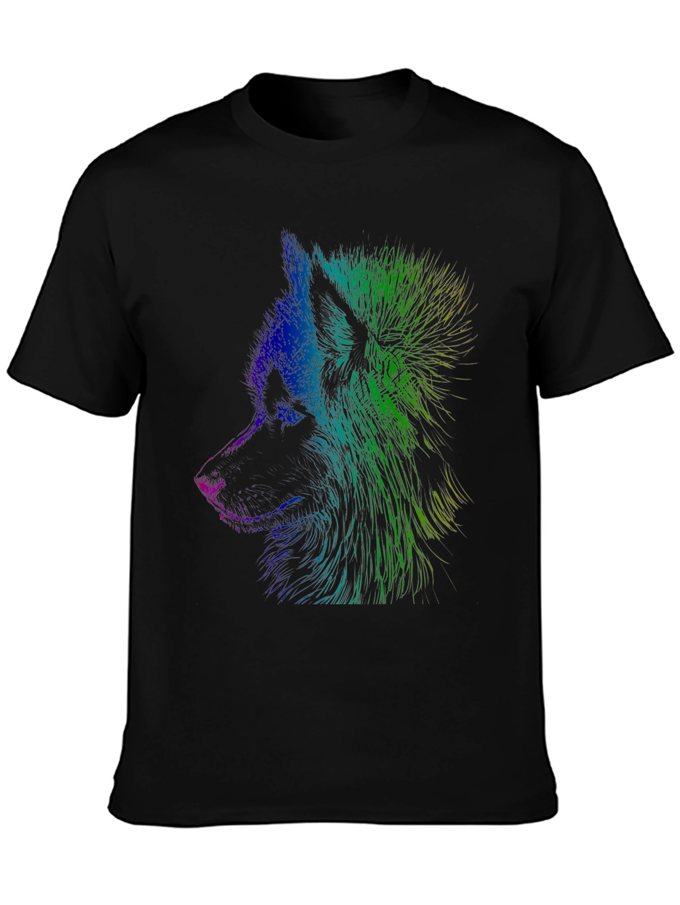 Vibrant Wolf Graphic Tee - Unisex Black T-Shirt