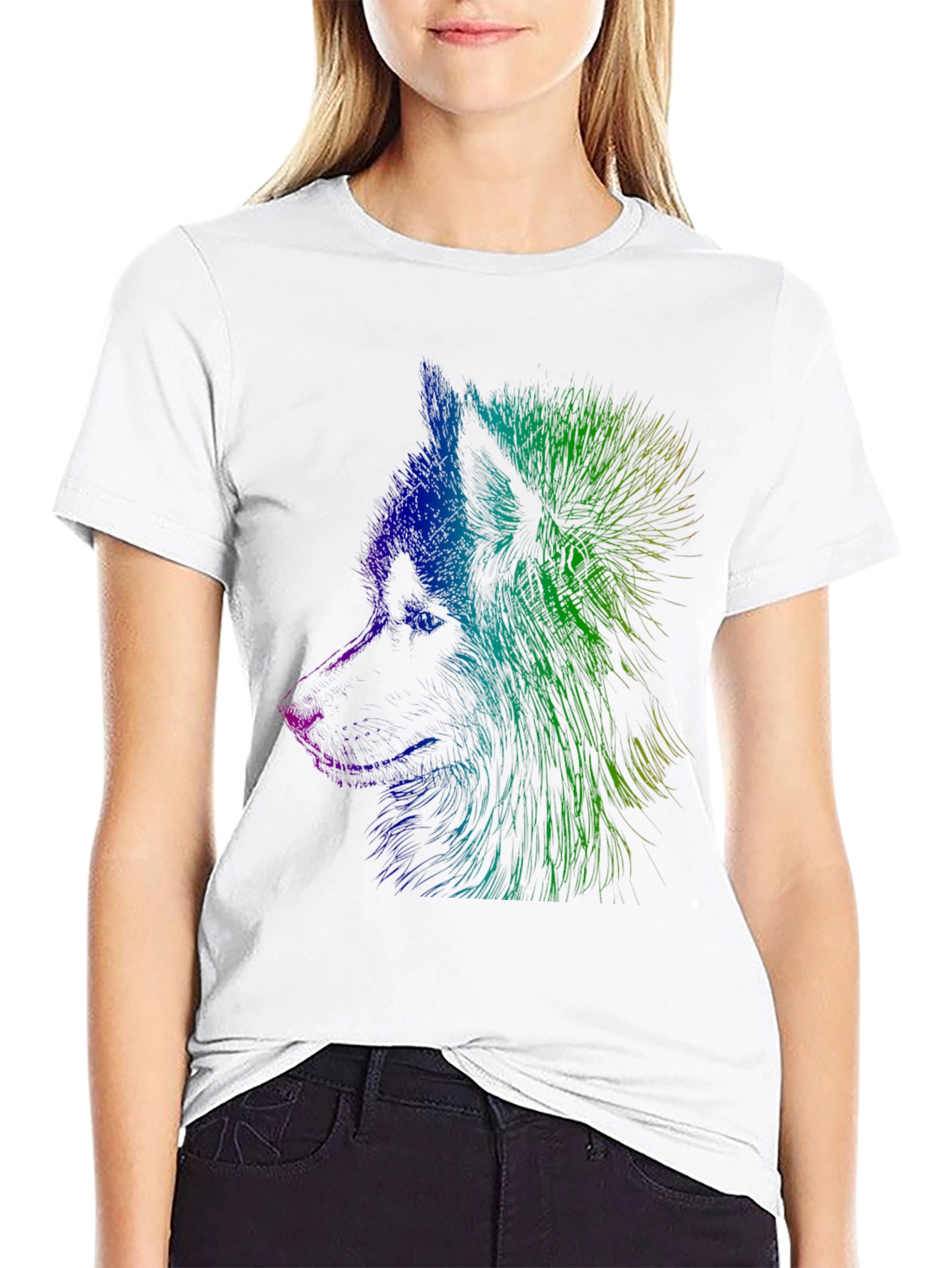 Vibrant Wolf Graphic Tee - Unisex Black T-Shirt