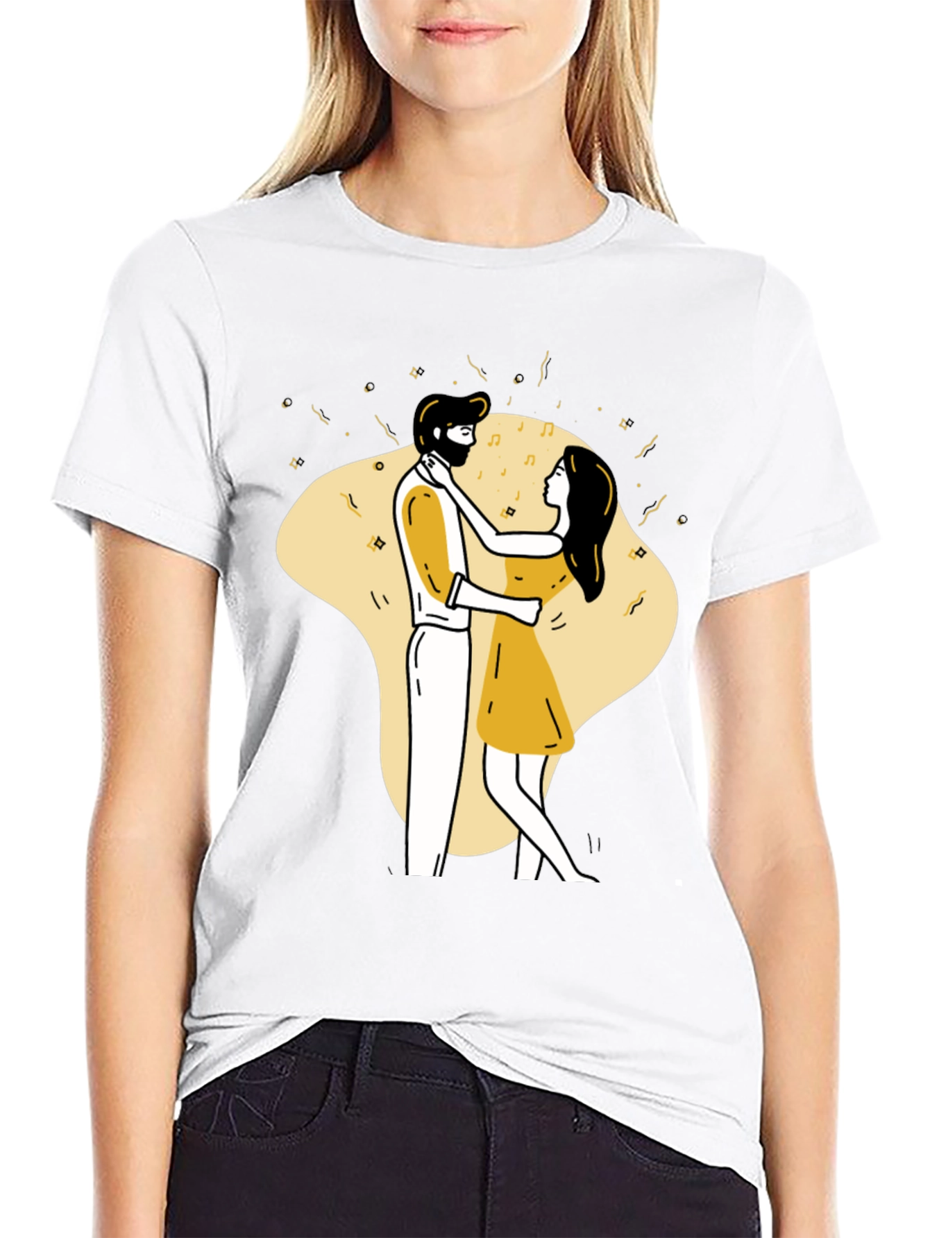 Dancing Couple Graphic Tee - Black Unisex T-Shirt