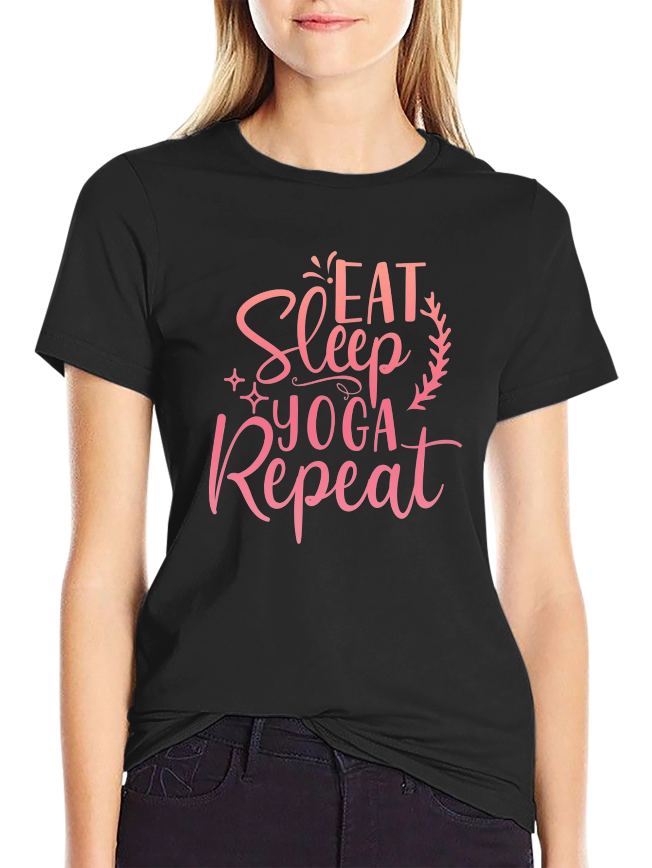 Eat Sleep Yoga Repeat Black T-Shirt
