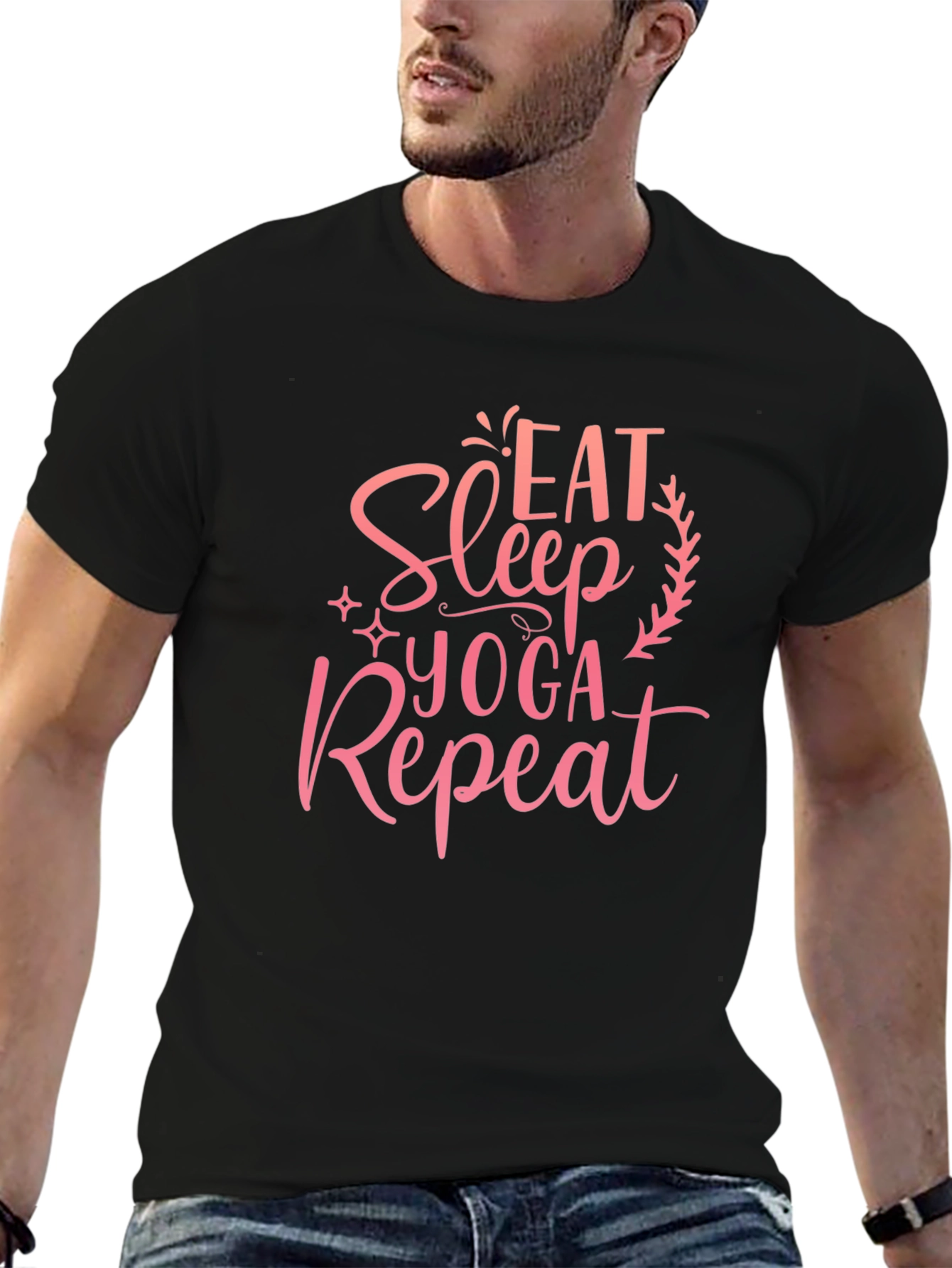 Eat Sleep Yoga Repeat Black T-Shirt