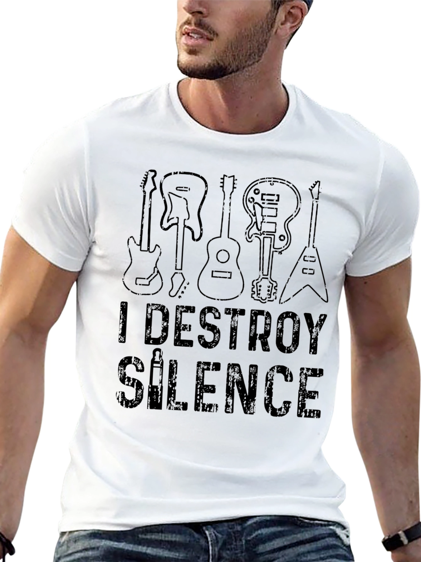 I Destroy Silence T-Shirt - Guitar Lover Tee