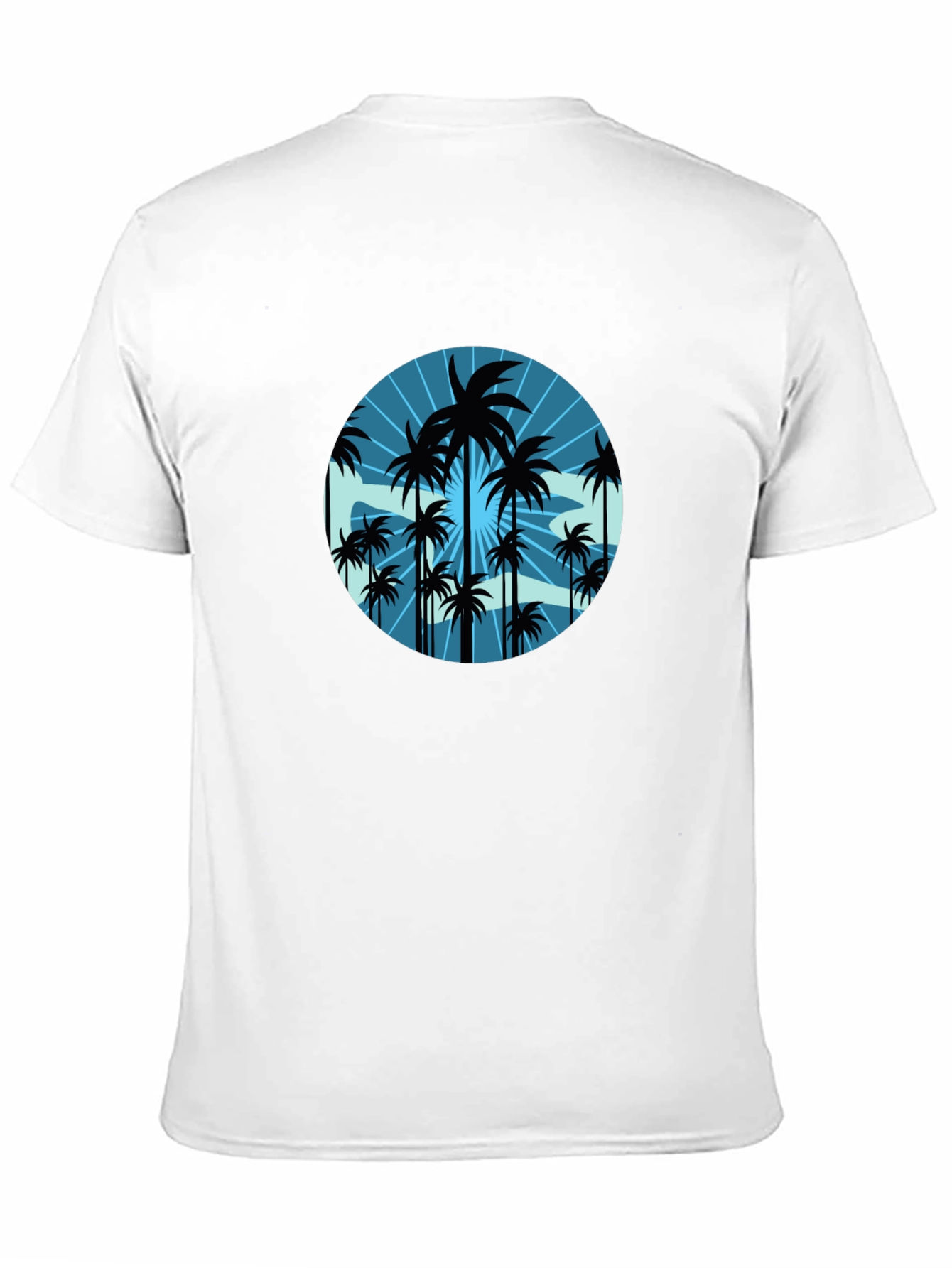 Tropical Palm Tree Graphic Tee - Black Cotton T-Shirt