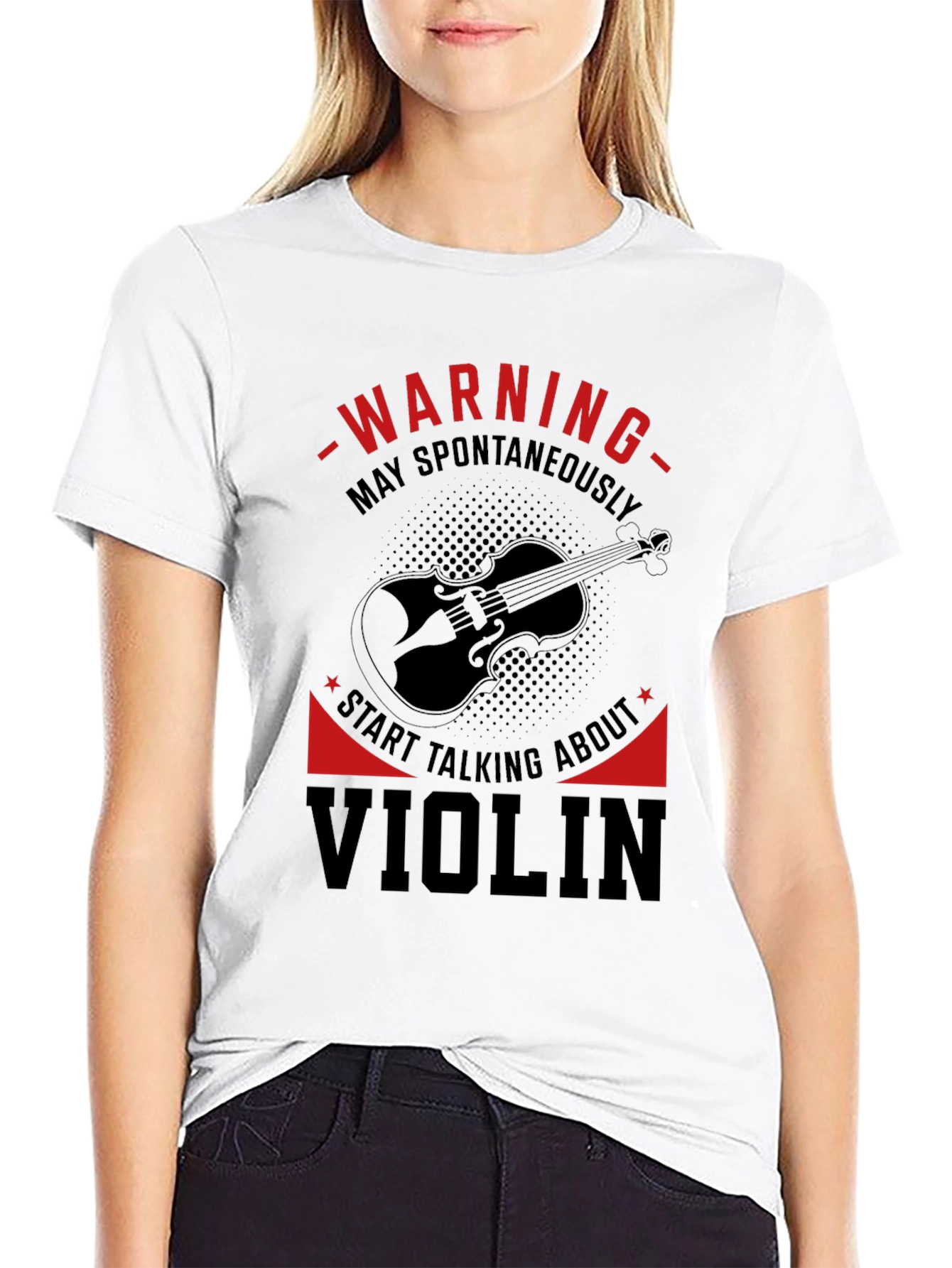 Warning Violin Enthusiast Graphic Tee - Black
