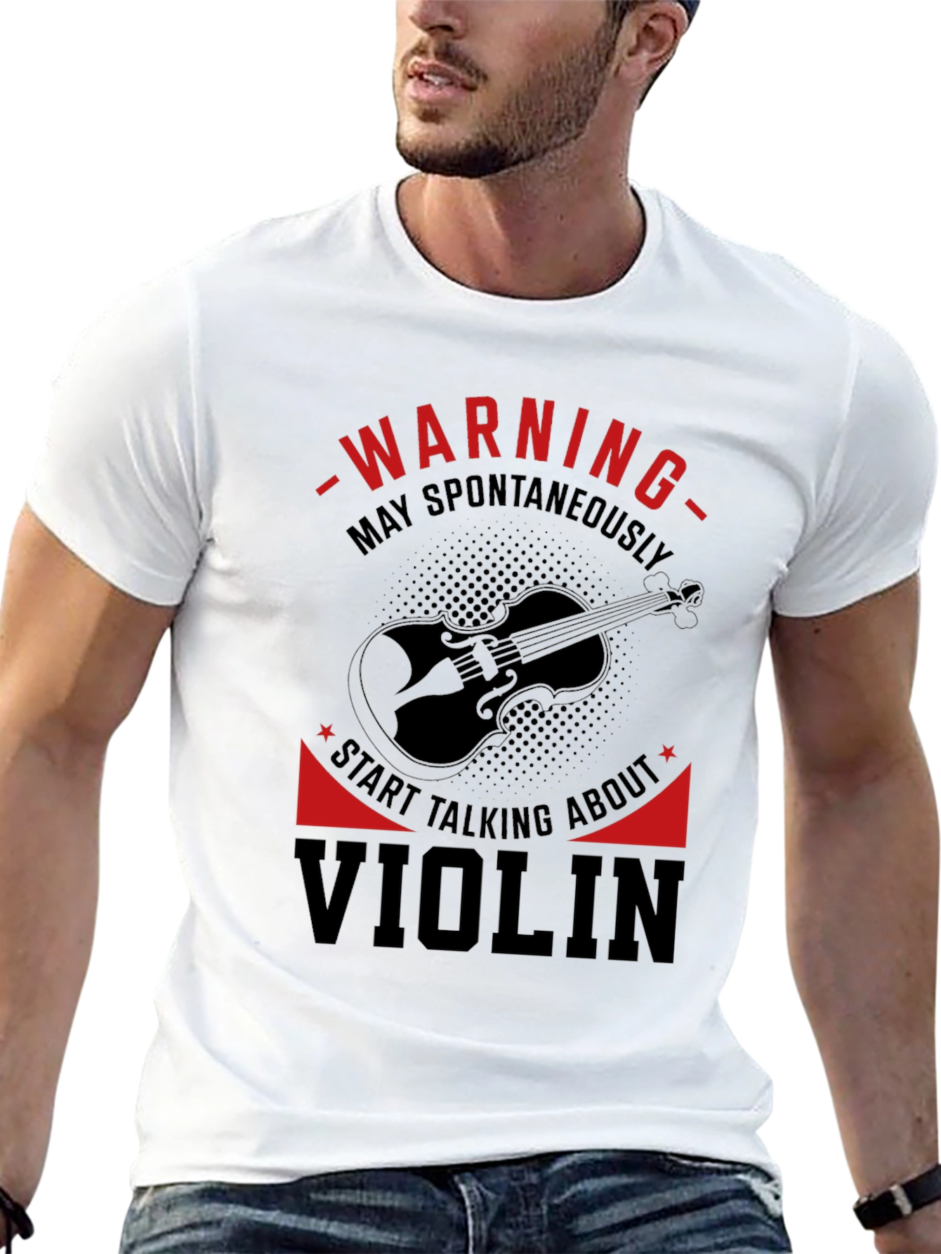 Warning Violin Enthusiast Graphic Tee - Black