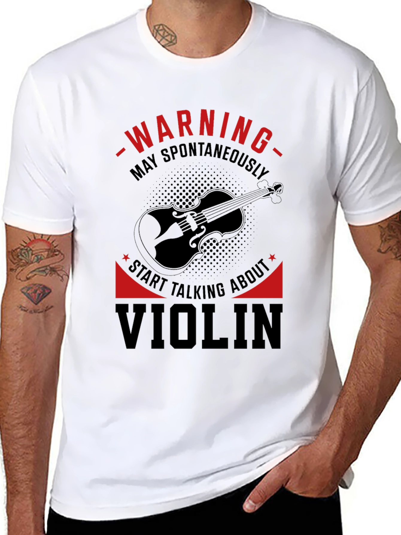 Warning Violin Enthusiast Graphic Tee - Black