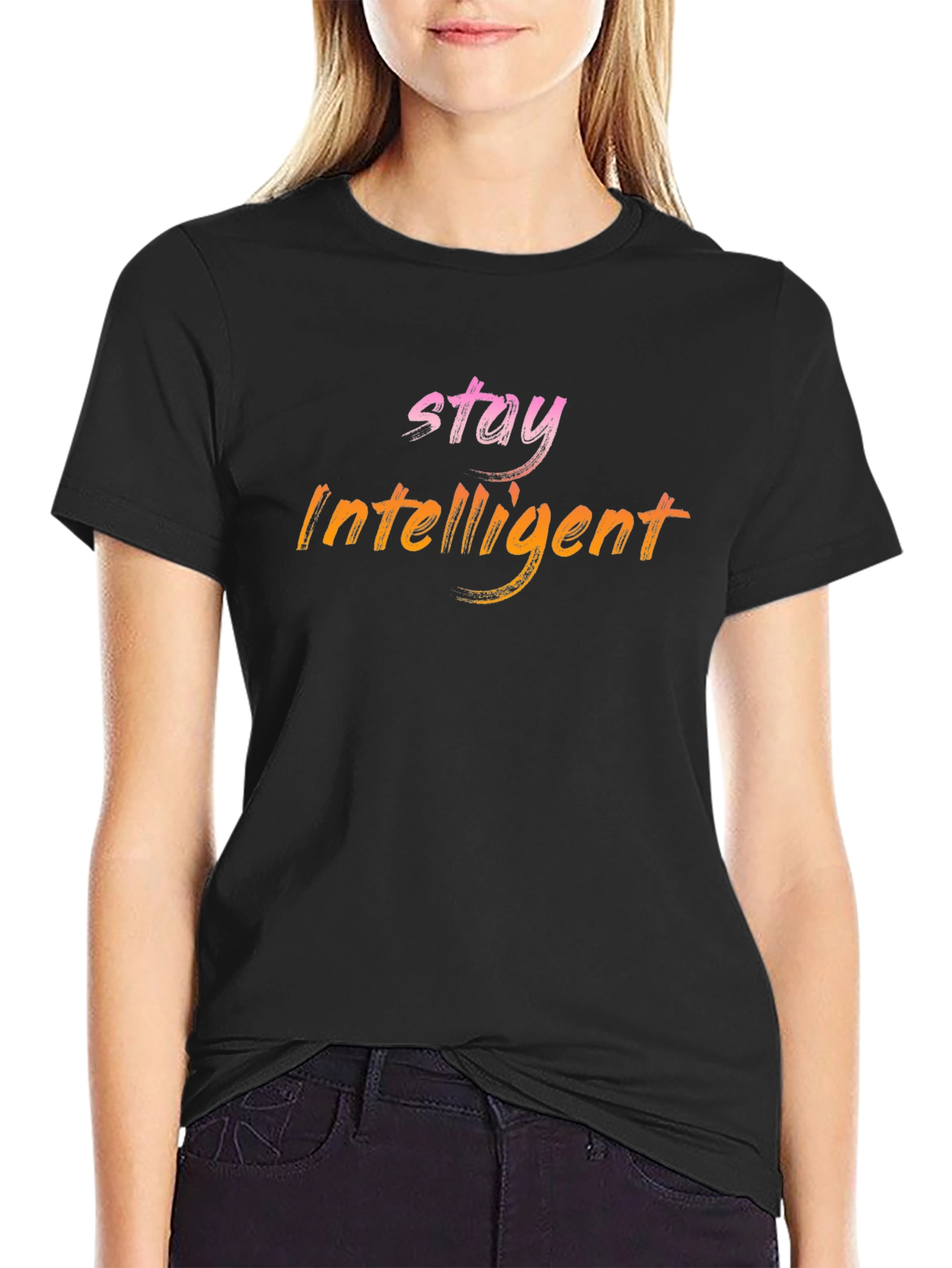 Stay Intelligent Graphic Tee - Modern Black T-Shirt