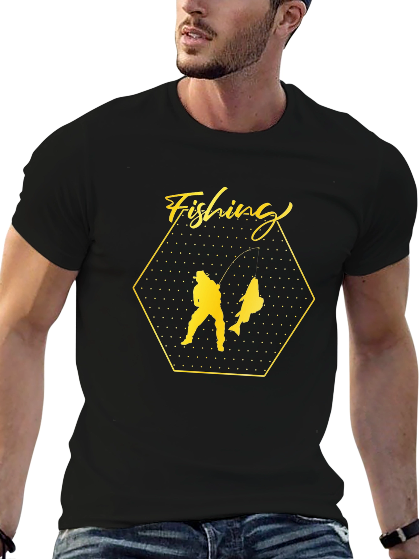Fishing Graphic Black T-Shirt