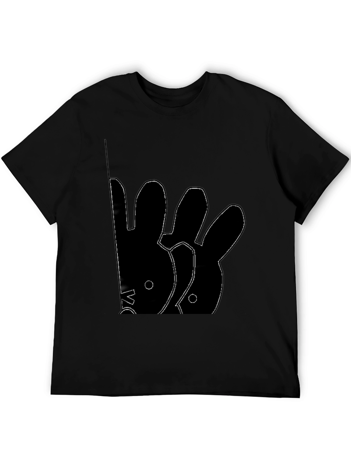 Abstract Rabbit Graphic Black T-Shirt