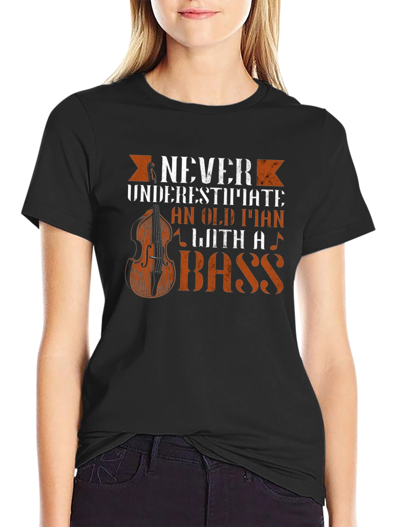 Never Underestimate Old Man Bass Guitar T-Shirt