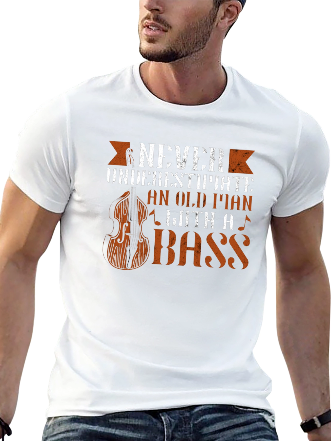 Never Underestimate Old Man Bass Guitar T-Shirt