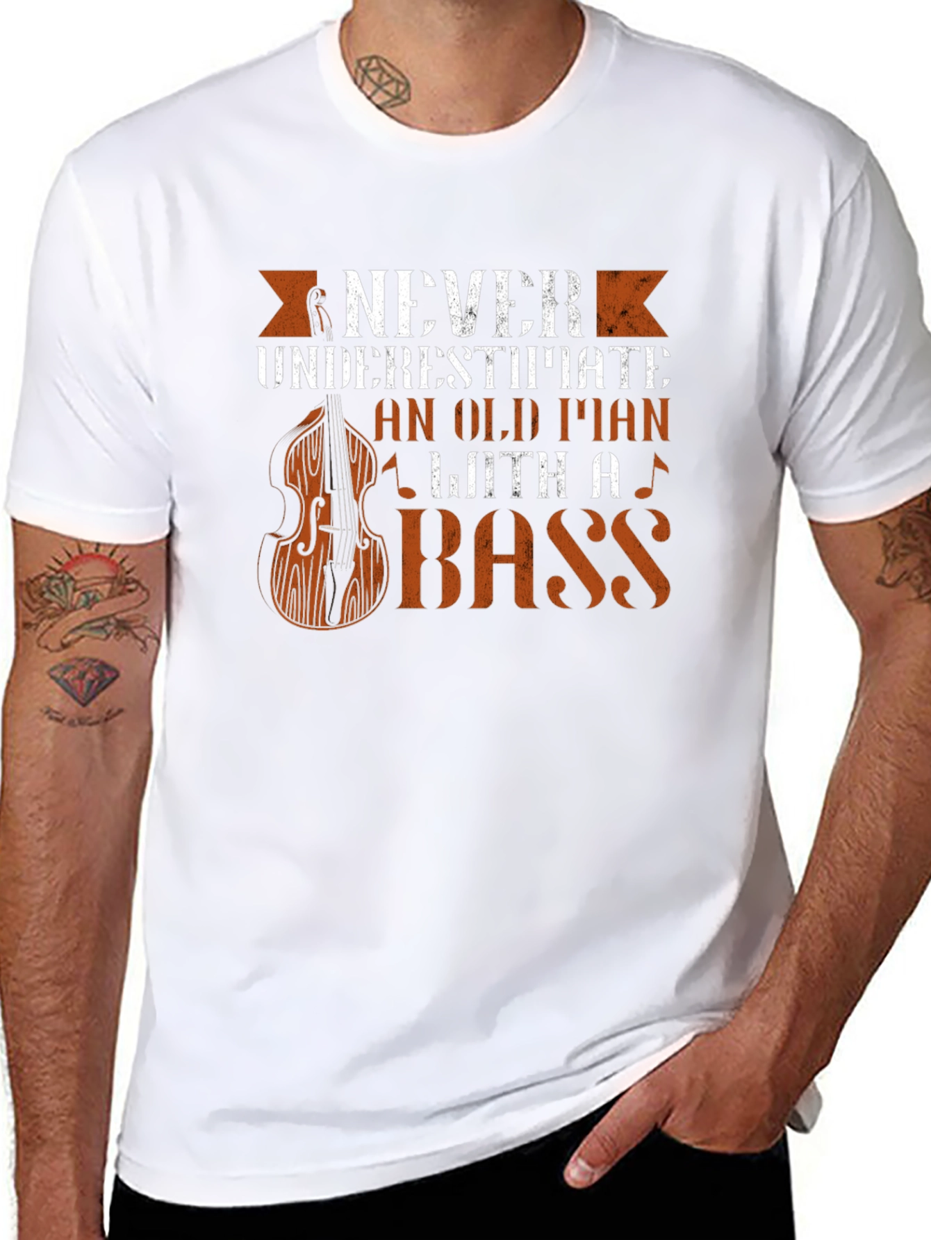 Never Underestimate Old Man Bass Guitar T-Shirt