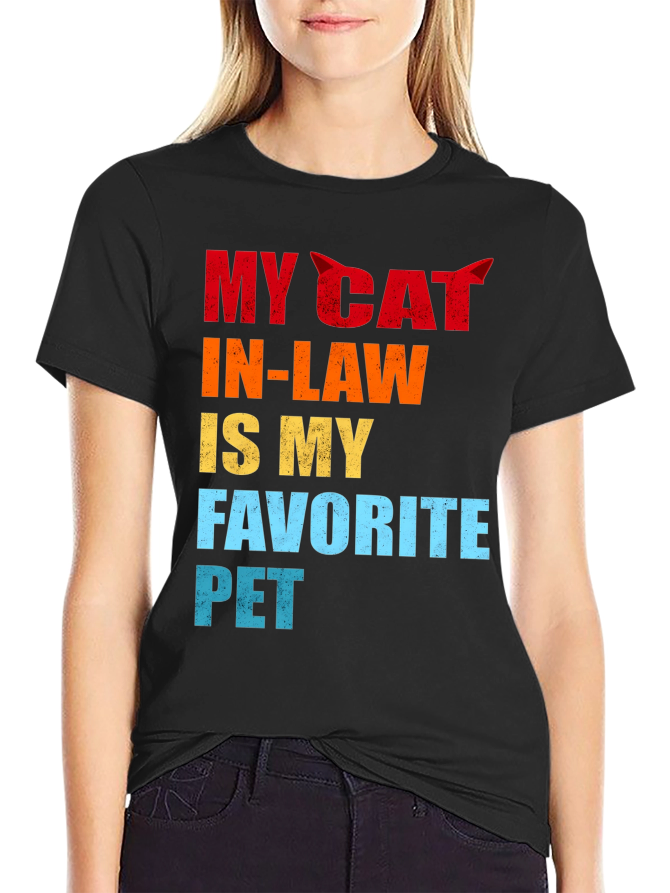 My Cat In-Law Favorite Pet Graphic T-Shirt