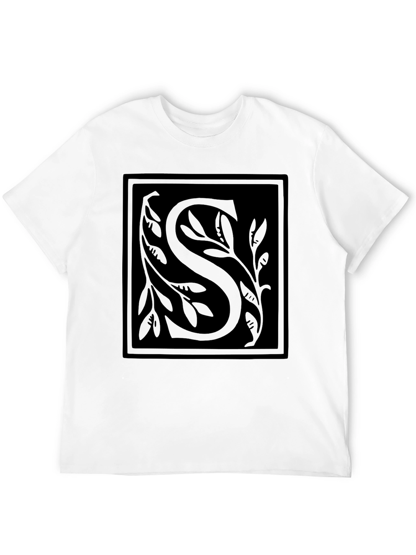 Elegant Black Initial S T-Shirt