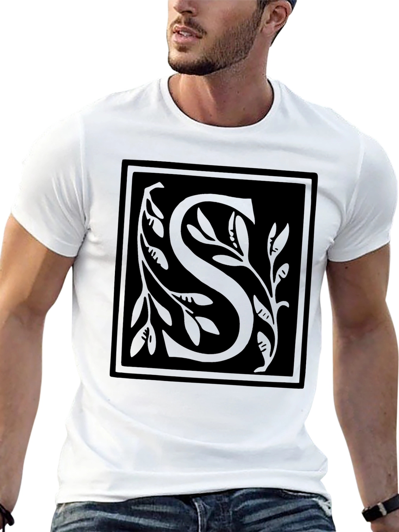 Elegant Black Initial S T-Shirt