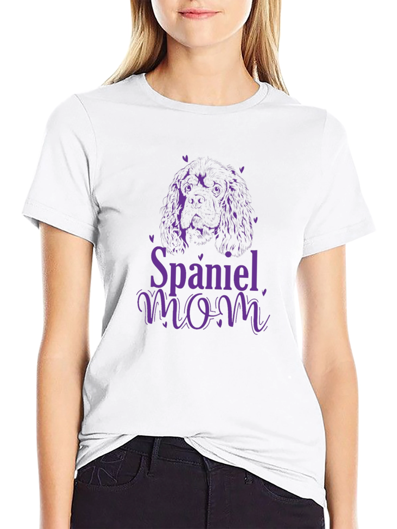 Spaniel Mom Black Graphic T-Shirt